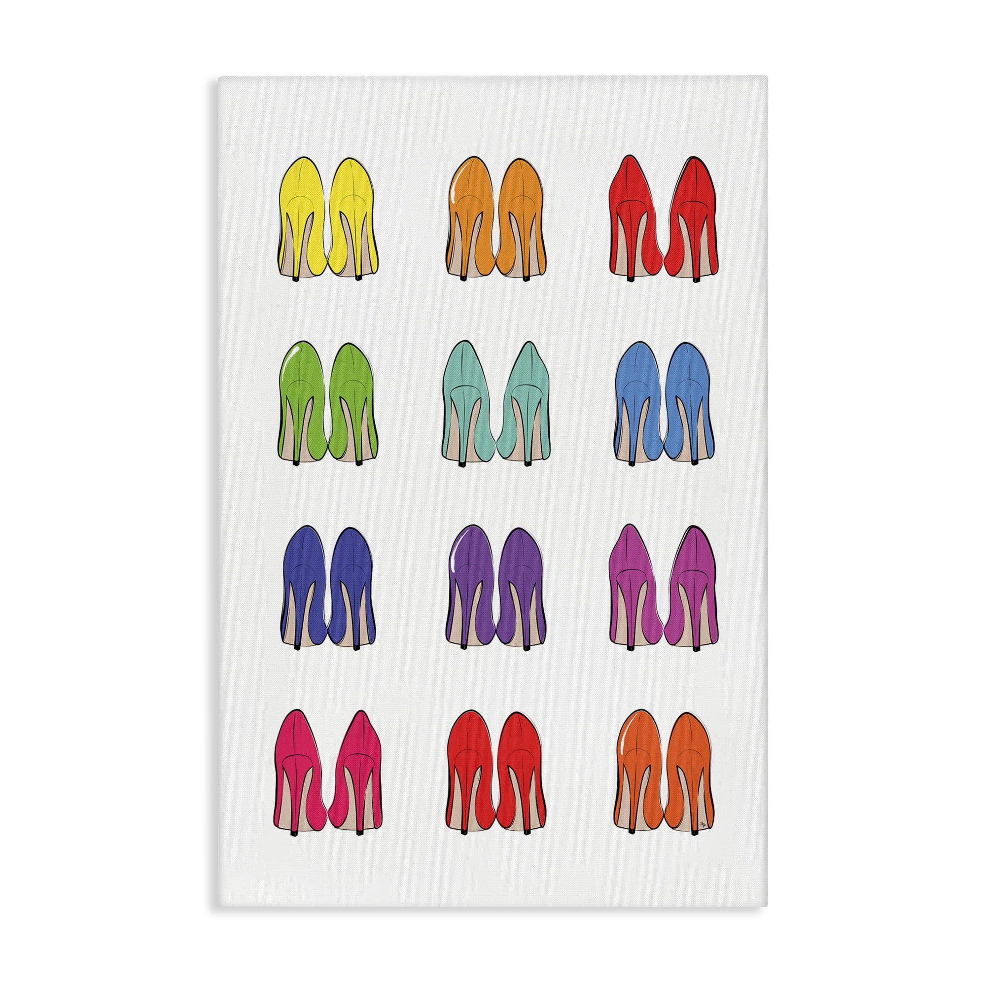 Stupell Industries Rainbow High Heels Beauty & Fashion Painting Gallery Wrapped Canvas Art Print Wall Art, 30 x 45