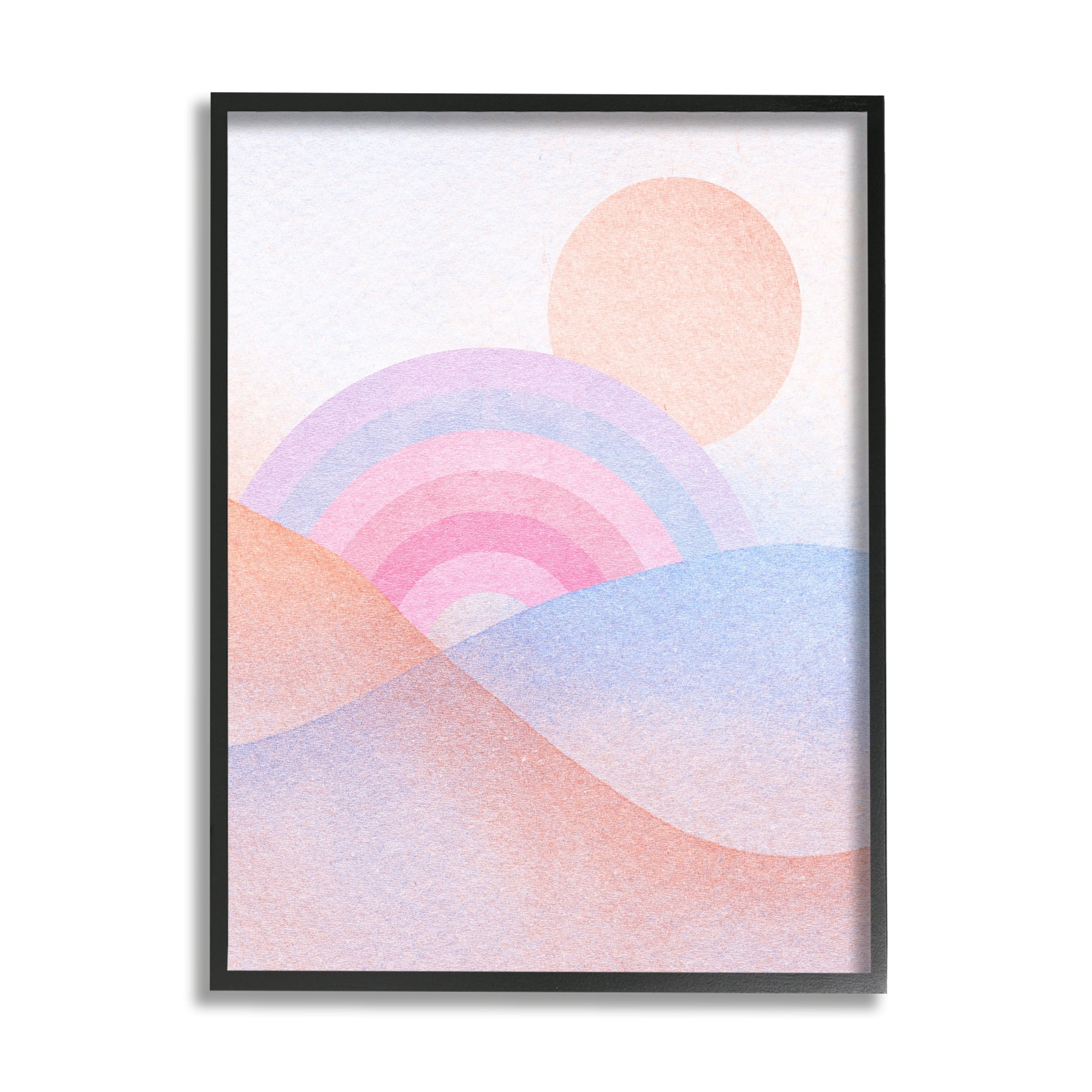 Stupell Industries Rainbow Hills Landscape Blue Ombre Landscape Painting Black Framed Art Print Wall Art