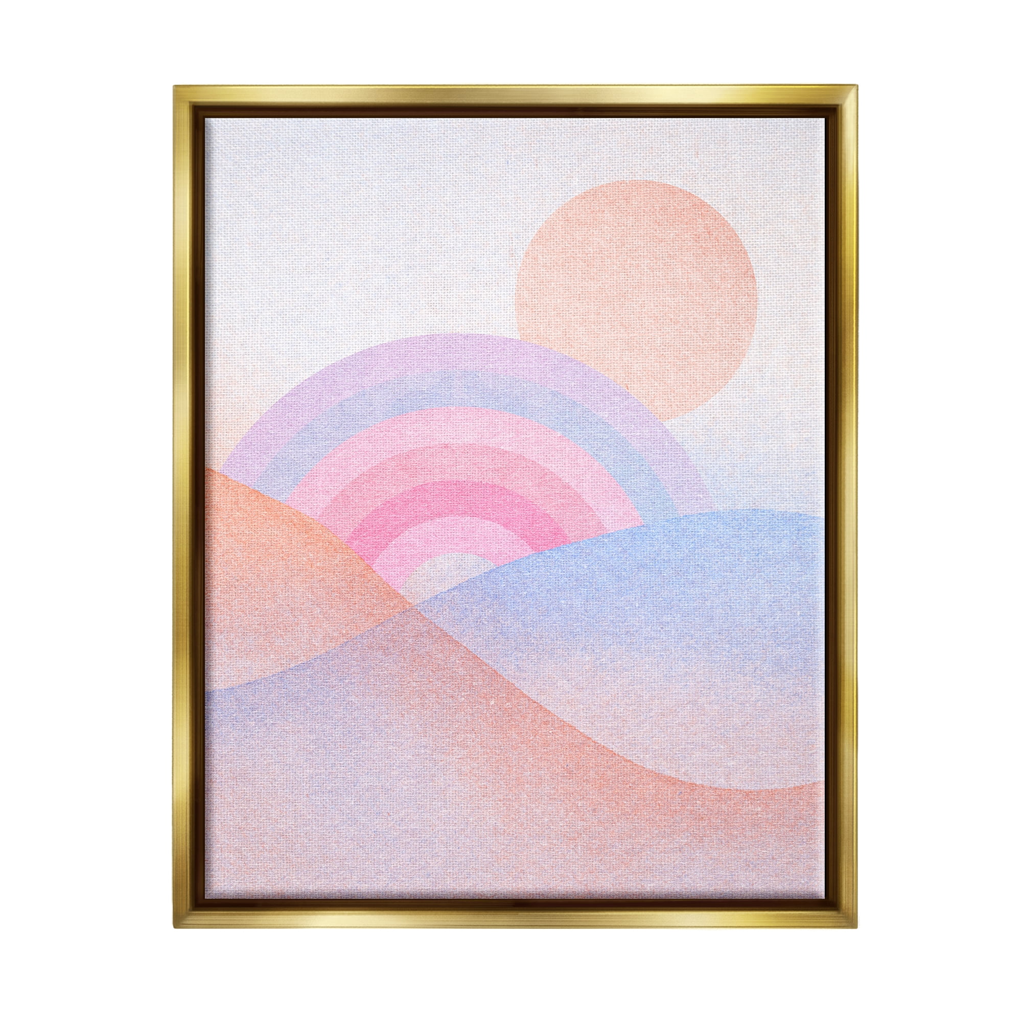 Stupell Industries Rainbow Hills Landscape Blue Ombre Landscape Painting Gold Floater Framed Art Print Wall Art
