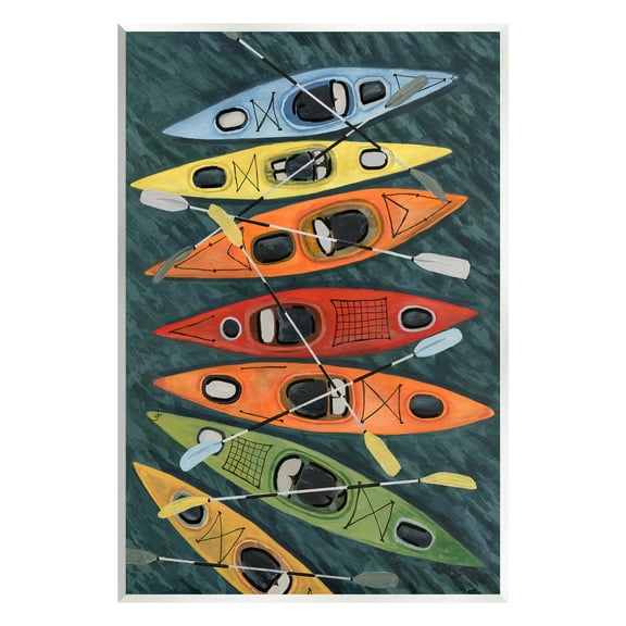 Stupell Industries Rainbow Hue Kayaks Transportation Painting Unframed Art Print Wall Art, 10 x 15