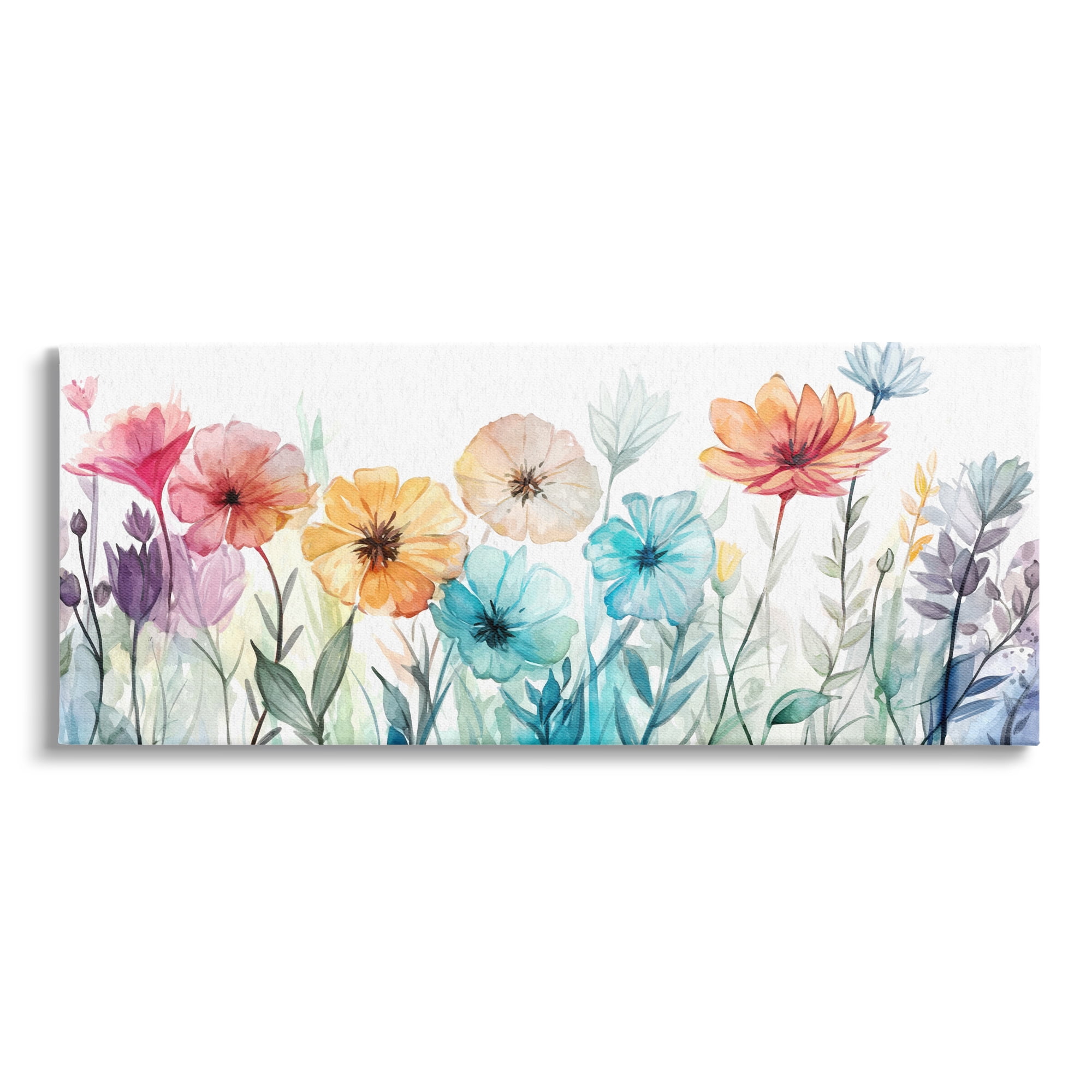 Stupell Industries Rainbow Hued Blossoms Botanical & Floral Painting Gallery Wrapped Canvas Art Print Wall Art, 40 x 17