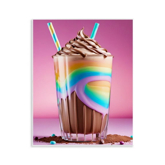 Stupell Industries Rainbow Hued Milkshake Food & Beverage Painting Unframed Art Print Wall Art, 11 x 14