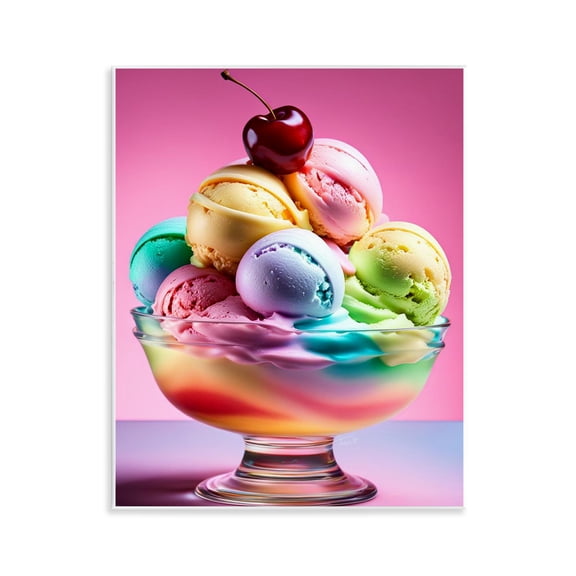Stupell Industries Rainbow Hued Sundae Dessert Food & Beverage Painting Unframed Art Print Wall Art, 11 x 14