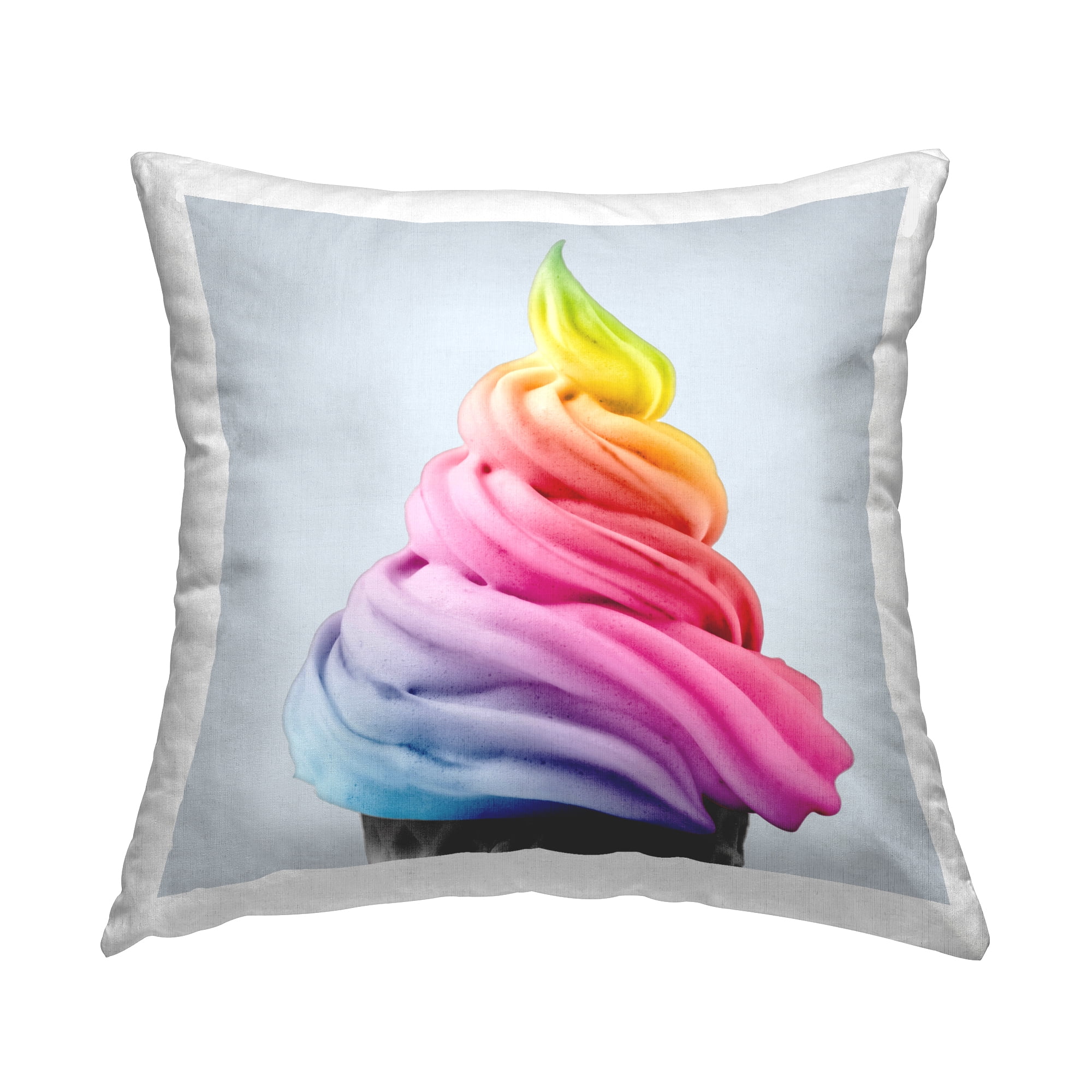 Stupell Industries Rainbow Ice Cream Scoop Square Decorative Printed Throw Pillow Design By Honey Bliss Photography, 18 x 18