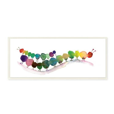 Stupell Industries Rainbow Inchworms Cute Watercolor Painting Wall Plaque by Maria Carluccio