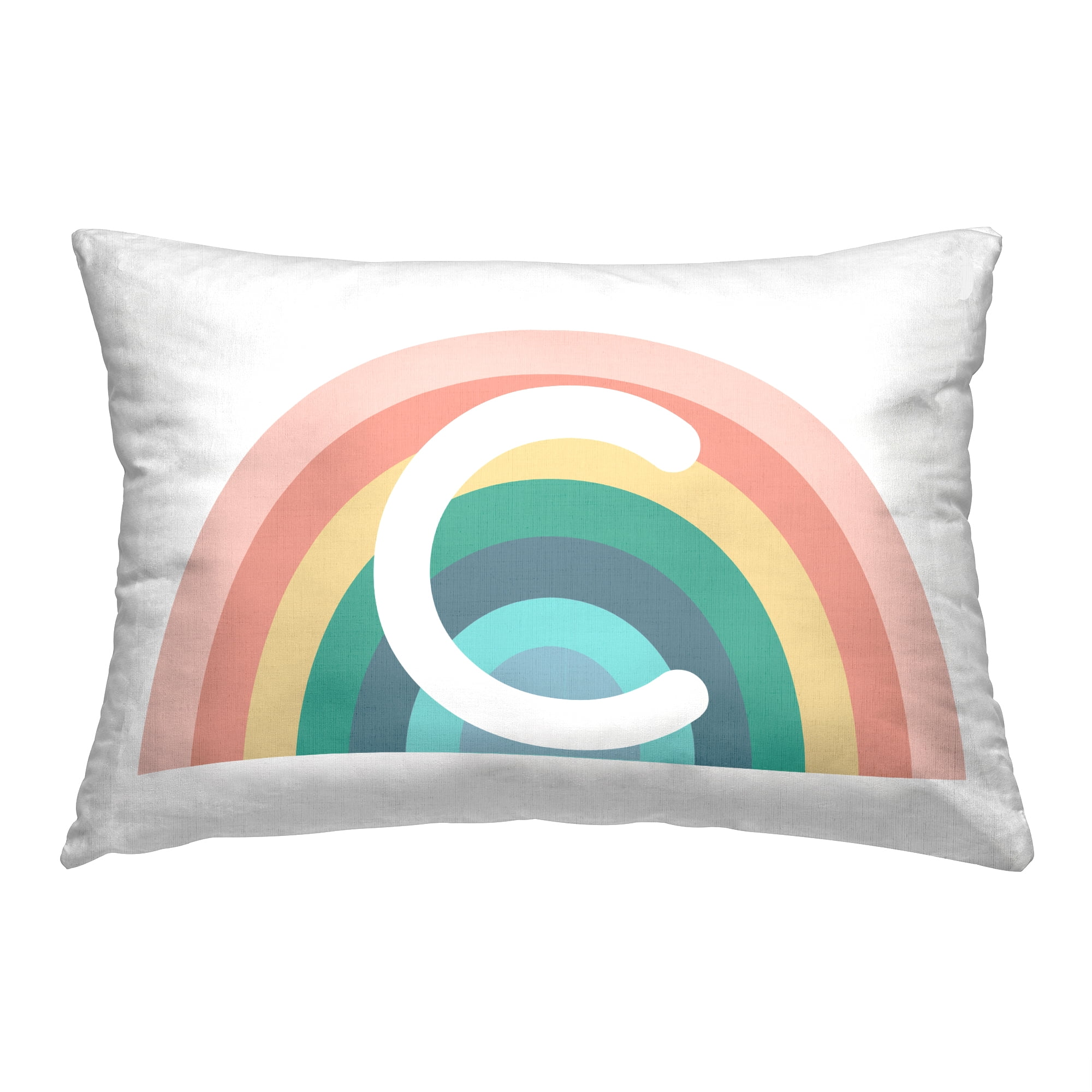Stupell Industries Rainbow Initial C Decorative Printed Throw Pillow, 14 x 20