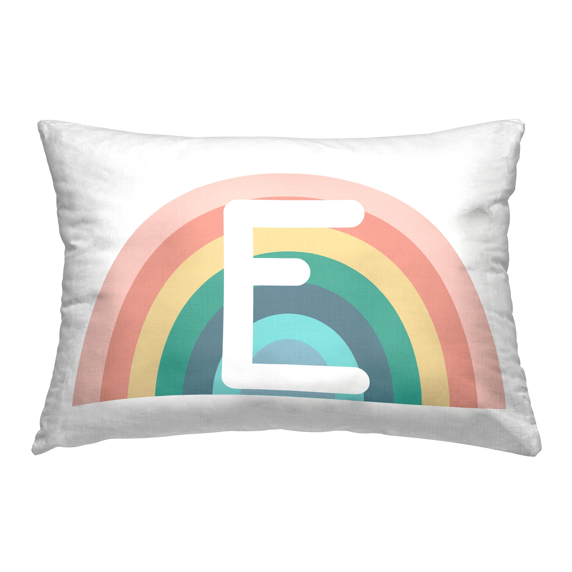 Stupell Industries Rainbow Initial E Decorative Printed Throw Pillow, 14 x 20