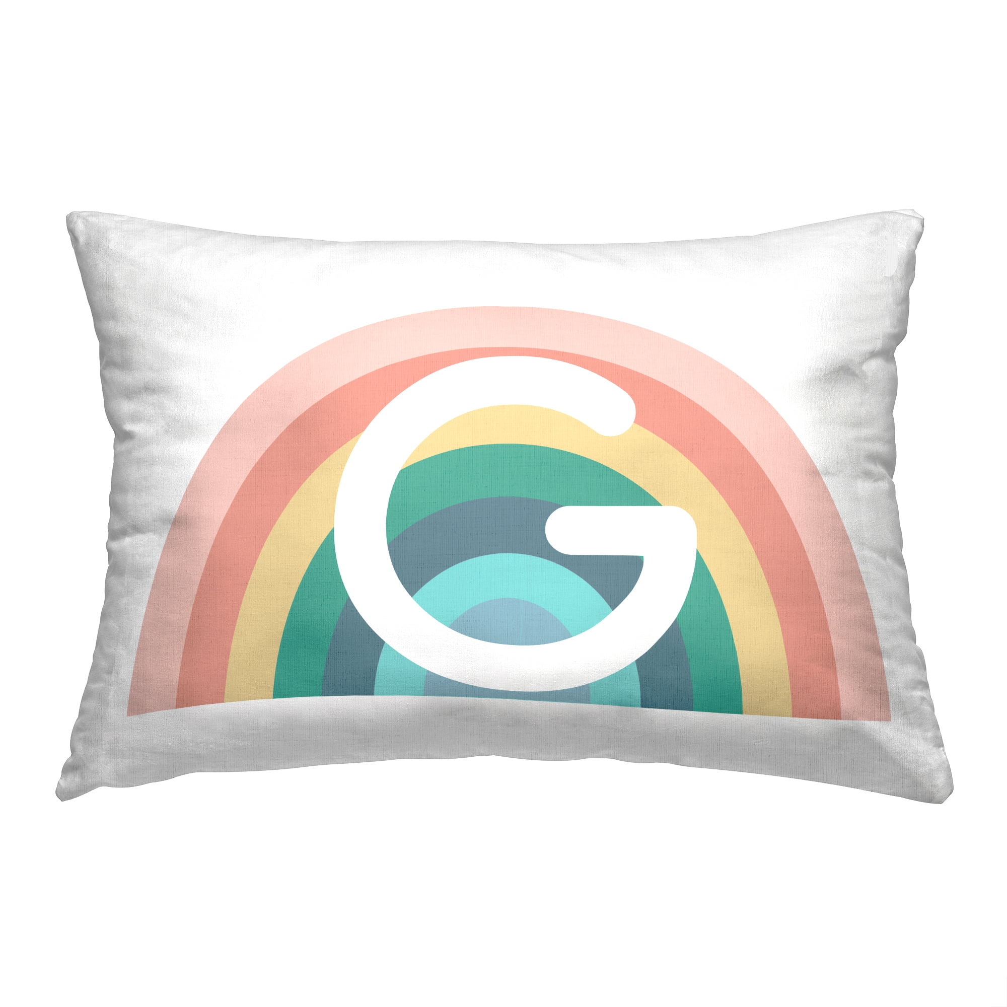 Stupell Industries Rainbow Initial G Decorative Printed Throw Pillow, 14 x 20