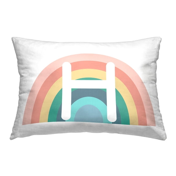 Stupell Industries Rainbow Initial H Decorative Printed Throw Pillow, 14 x 20