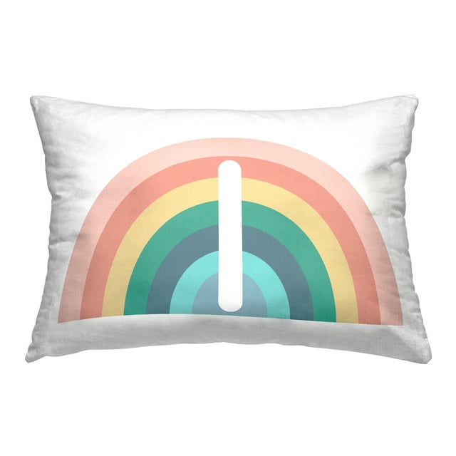 Stupell Industries Rainbow Initial I Decorative Printed Throw Pillow, 14 x 20