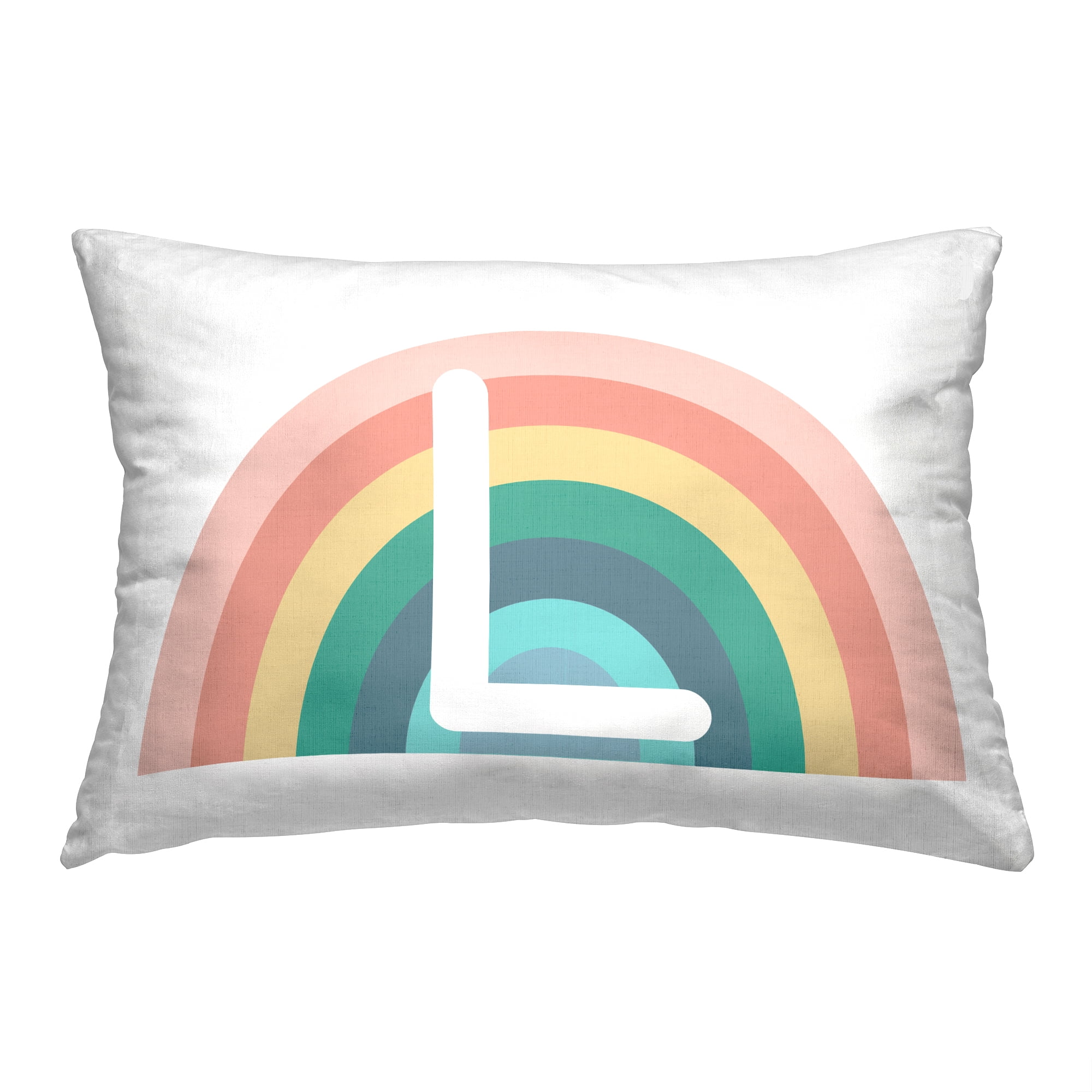 Stupell Industries Rainbow Initial L Decorative Printed Throw Pillow, 14 x 20