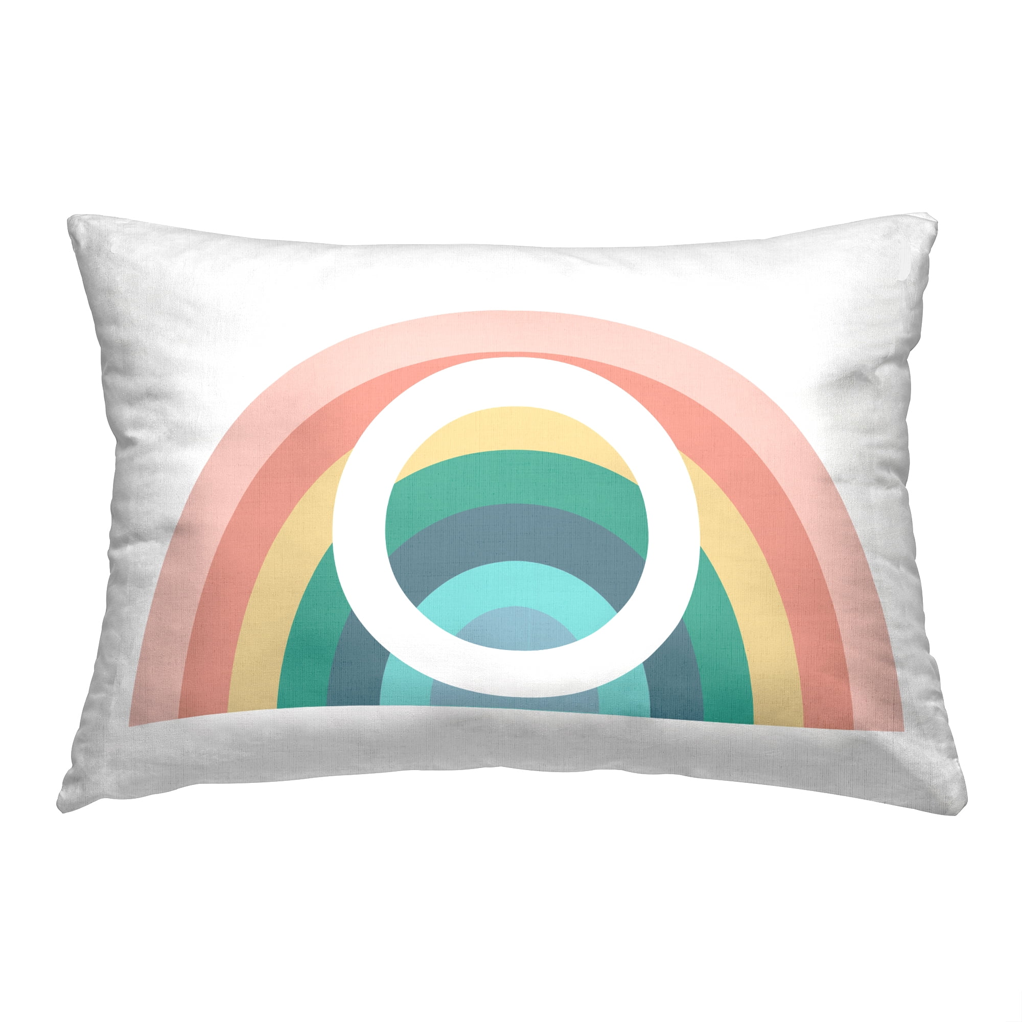 Stupell Industries Rainbow Initial O Decorative Printed Throw Pillow, 14 x 20