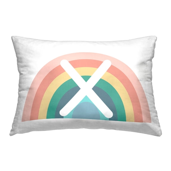 Stupell Industries Rainbow Initial X Decorative Printed Throw Pillow, 14 x 20