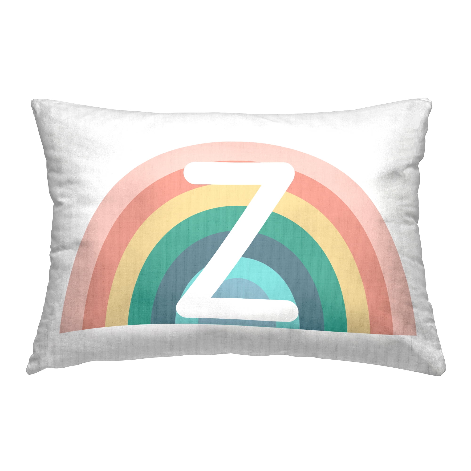 Stupell Industries Rainbow Initial Z Decorative Printed Throw Pillow, 14 x 20