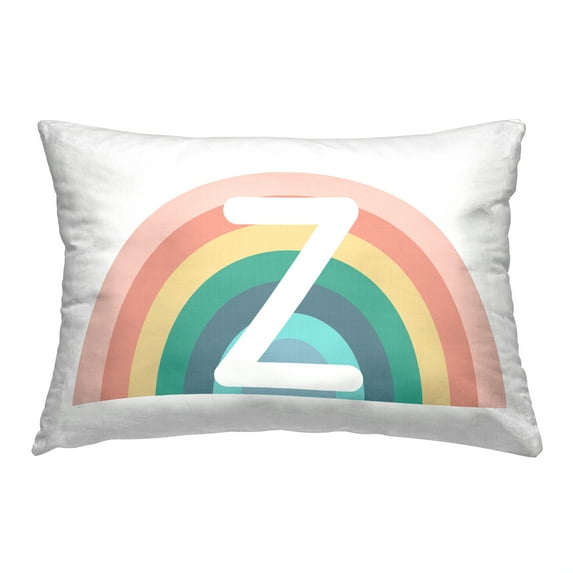 Stupell Industries Rainbow Initial Z Decorative Printed Throw Pillow, 14 x 20