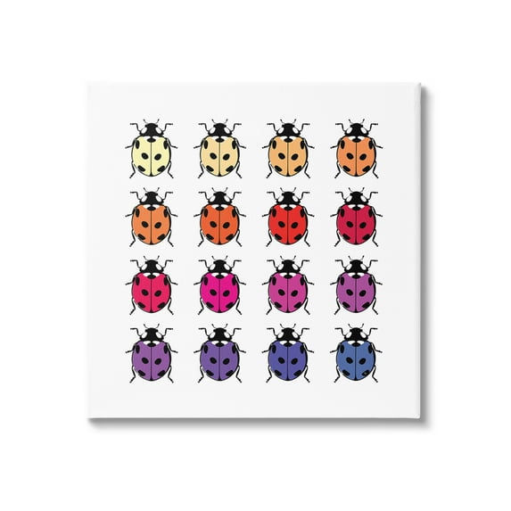 Stupell Industries Rainbow Ladybugs Pattern Animals & Insects Painting Gallery Wrapped Canvas Art Print Wall Art, 36 x 36