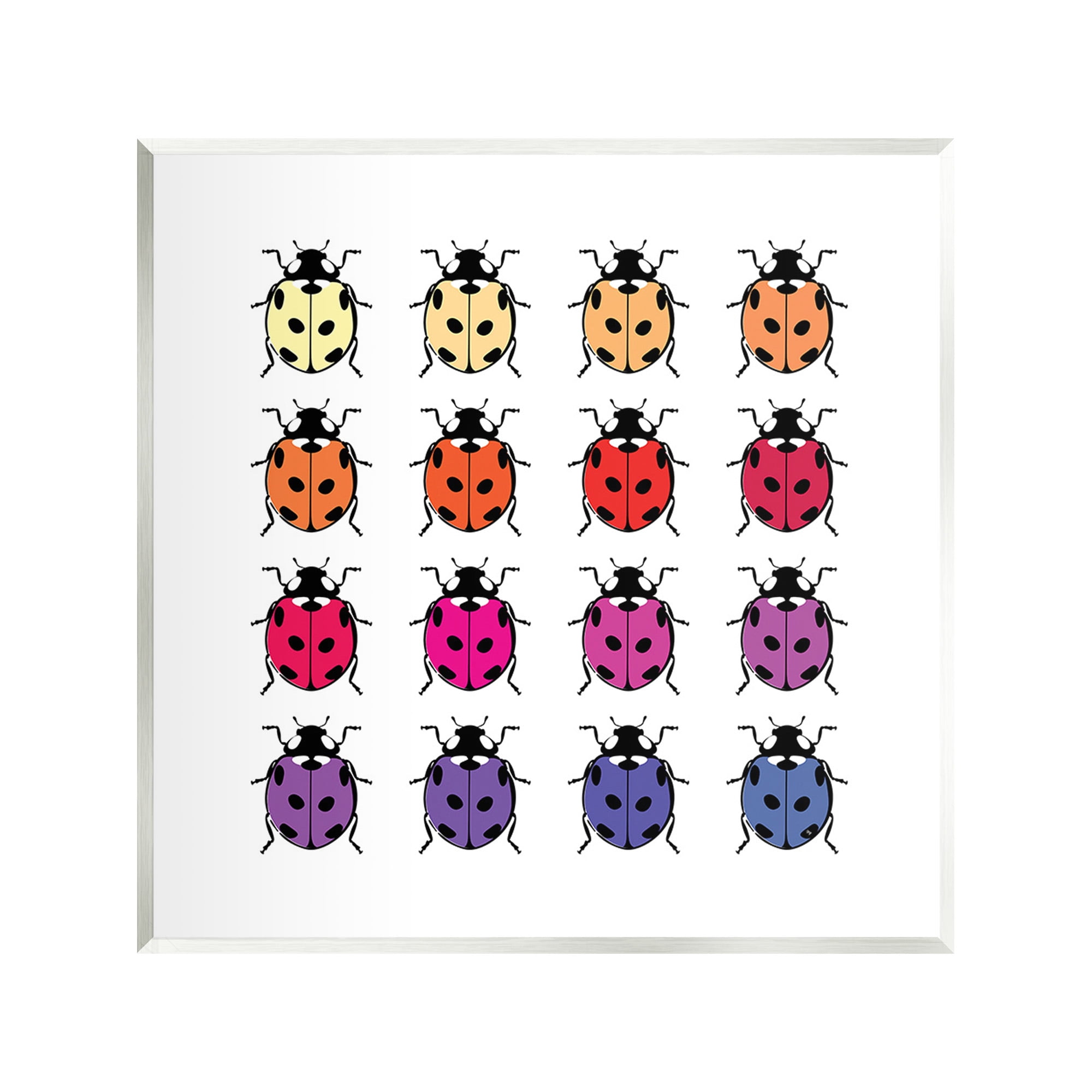 Stupell Industries Rainbow Ladybugs Pattern Animals & Insects Painting Unframed Art Print Wall Art, 12 x 12
