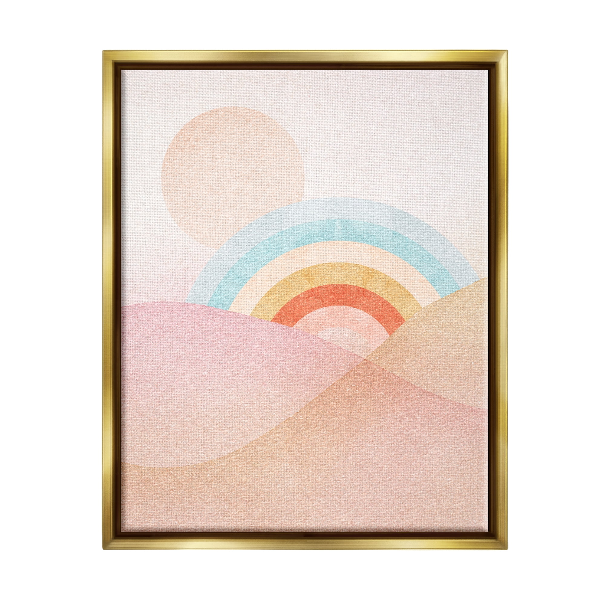 Stupell Industries Rainbow Landscape Neutral Tones Landscape Painting Gold Floater Framed Art Print Wall Art