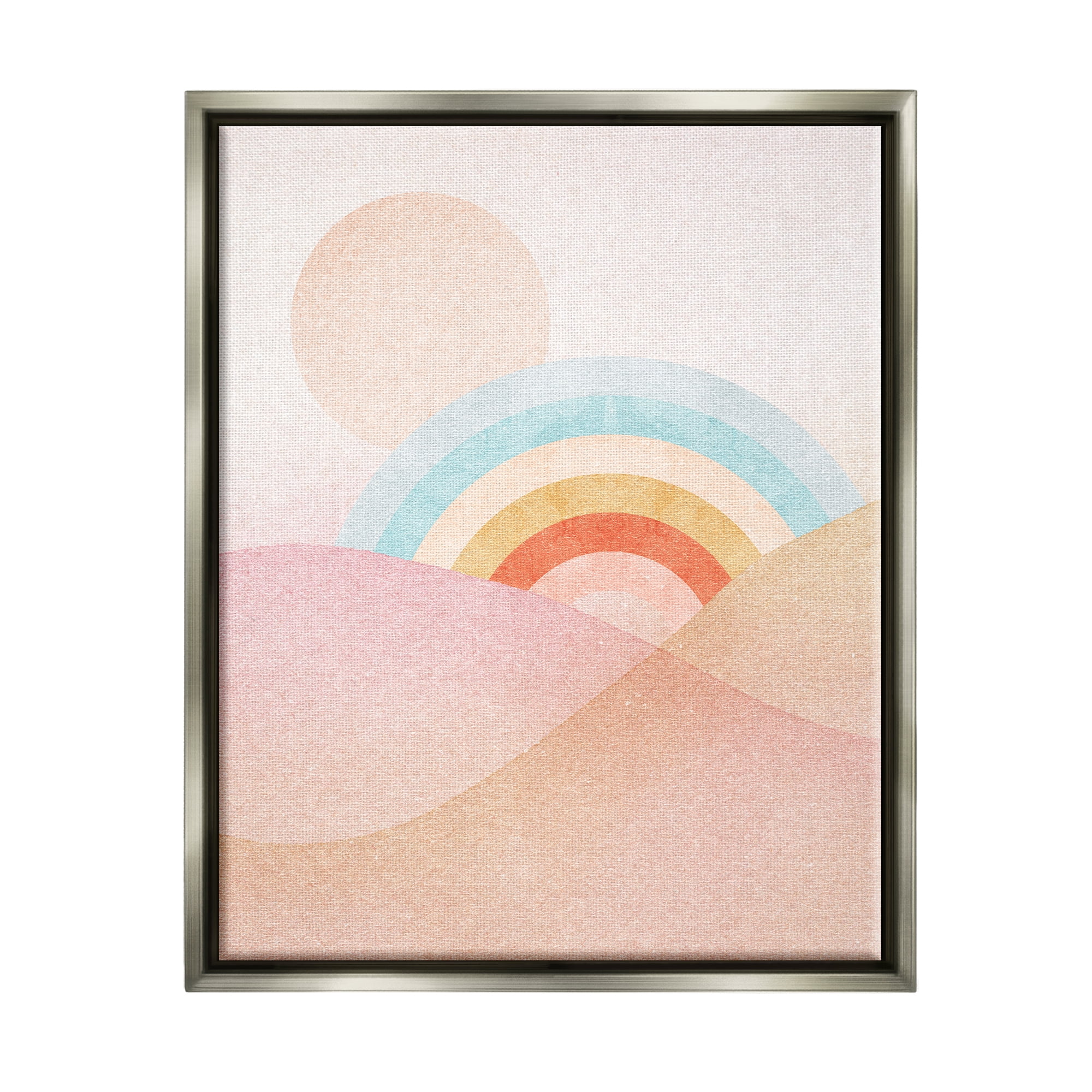 Stupell Industries Rainbow Landscape Neutral Tones Landscape Painting Gray Floater Framed Art Print Wall Art