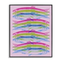 Stupell Industries Rainbow Layered Fish Animals & Insects Painting Black Framed Art Print Wall Art, 11 x 14