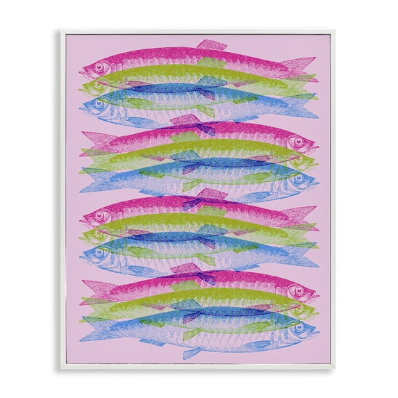 Stupell Industries Rainbow Layered Fish Animals & Insects Painting White Framed Art Print Wall Art, 24 x 30