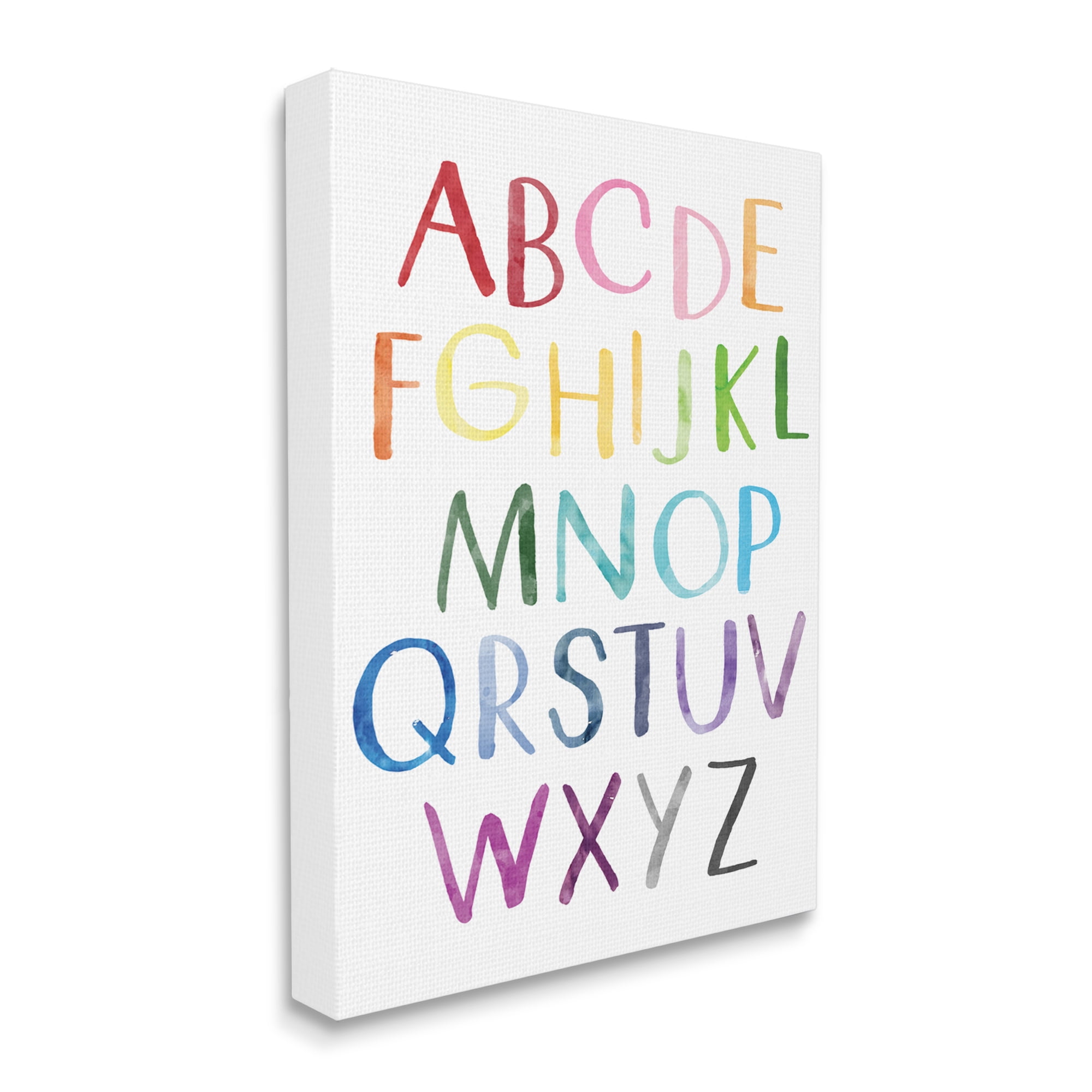 Stupell Industries Rainbow Letters of English Alphabet Playful ABC Chart Graphic Art Gallery-Wrapped Canvas Print Wall Art, 30x40, by Jennifer McCully