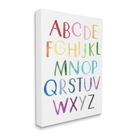 Stupell Industries Rainbow Letters of English Alphabet Playful ABC Chart Art for Kids Painting Gallery Wrapped Canvas Print Wall Art, 36 x 48
