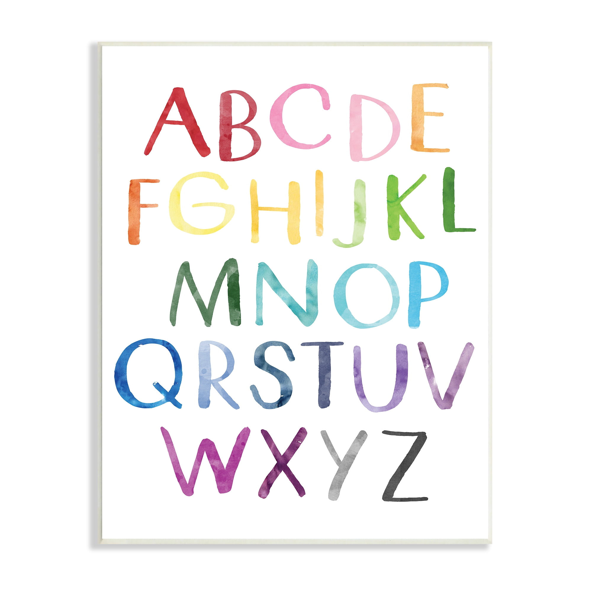 Stupell Industries Rainbow Letters of English Alphabet Playful ABC Chart Art for Kids Painting Unframed Art Print Wall Art, 10 x 15