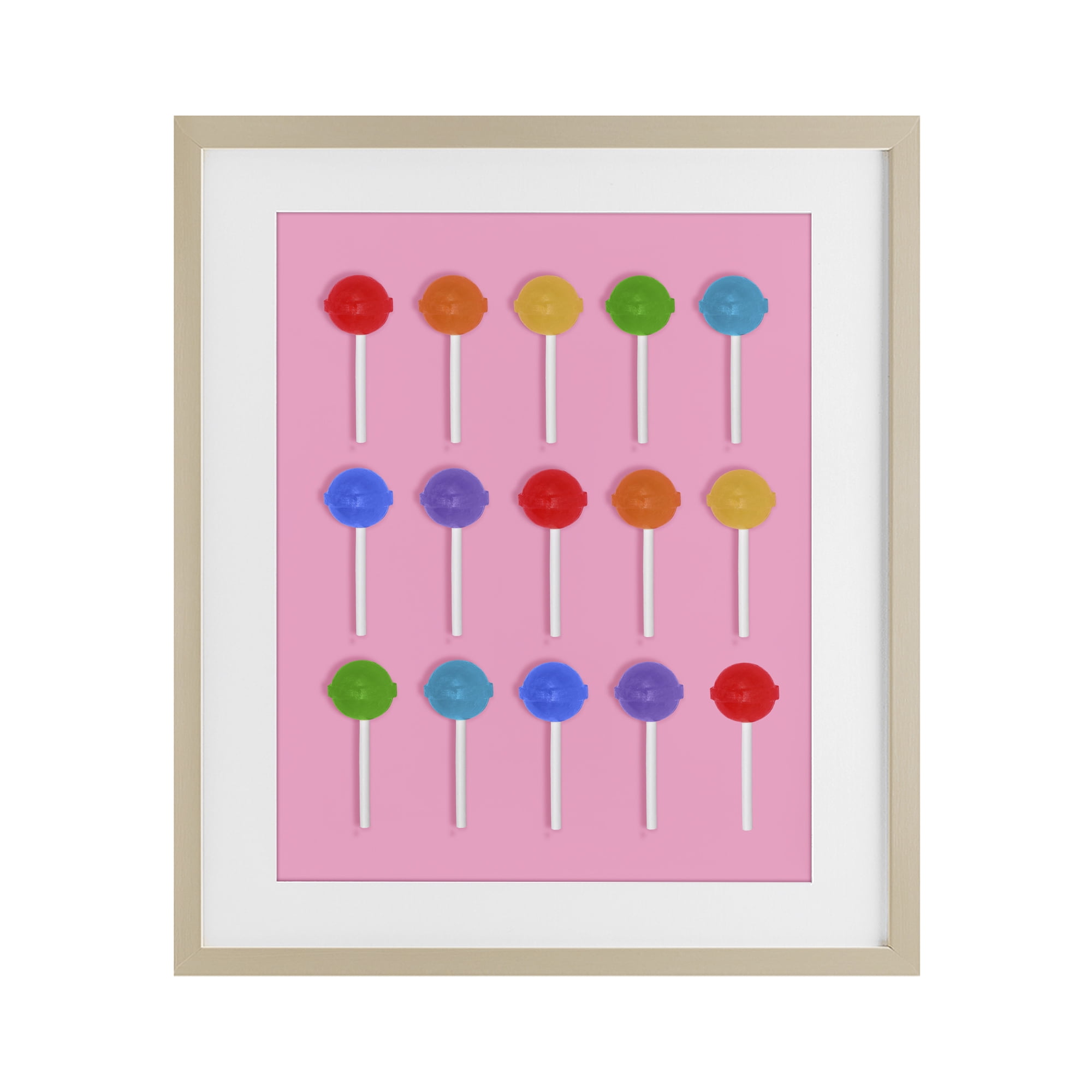 Stupell Industries Rainbow Lollipop Grid Birch Framed Print Under Glass, design by LISH Creative