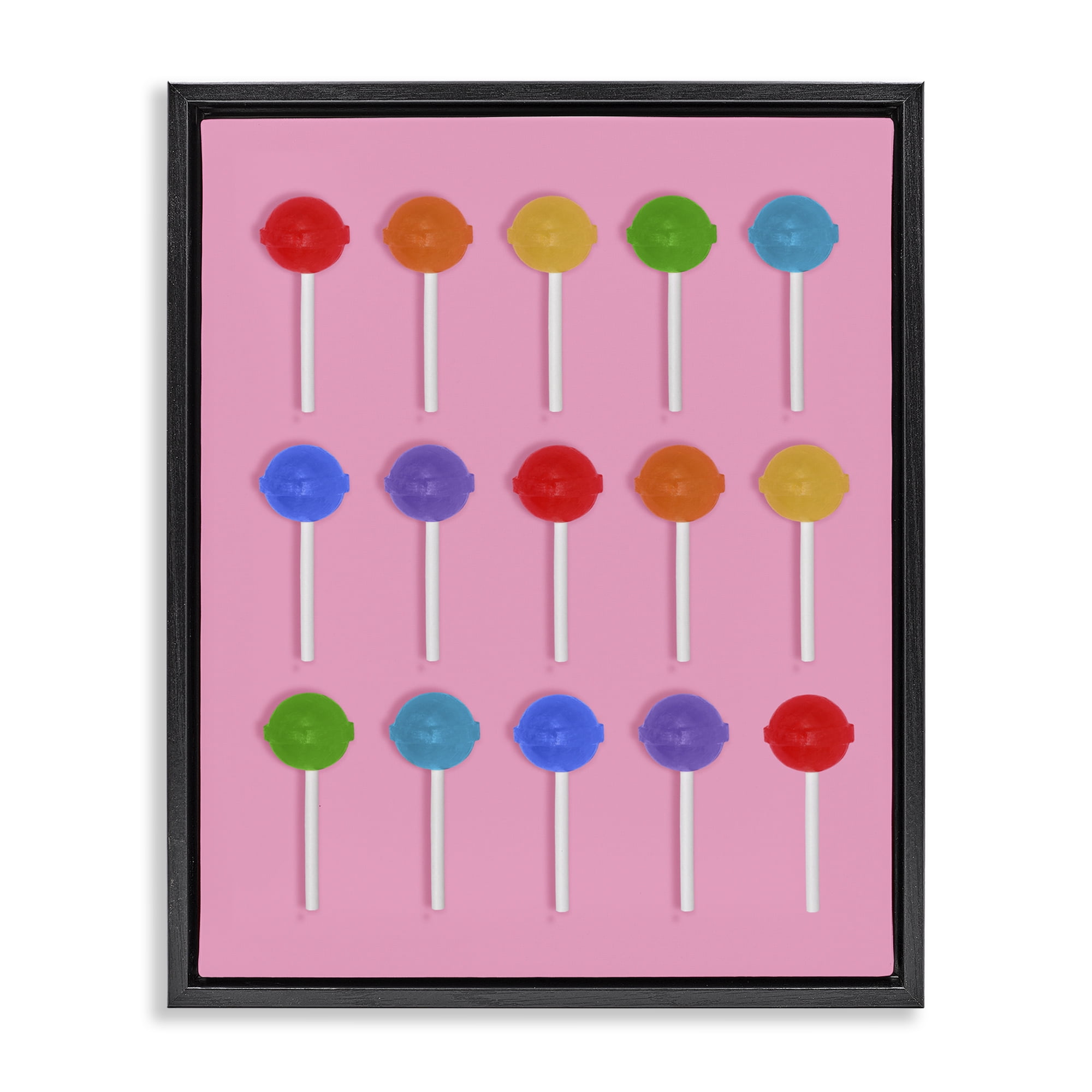 Stupell Industries Rainbow Lollipop Grid Black Framed Floater Canvas Wall Art, design by LISH Creative