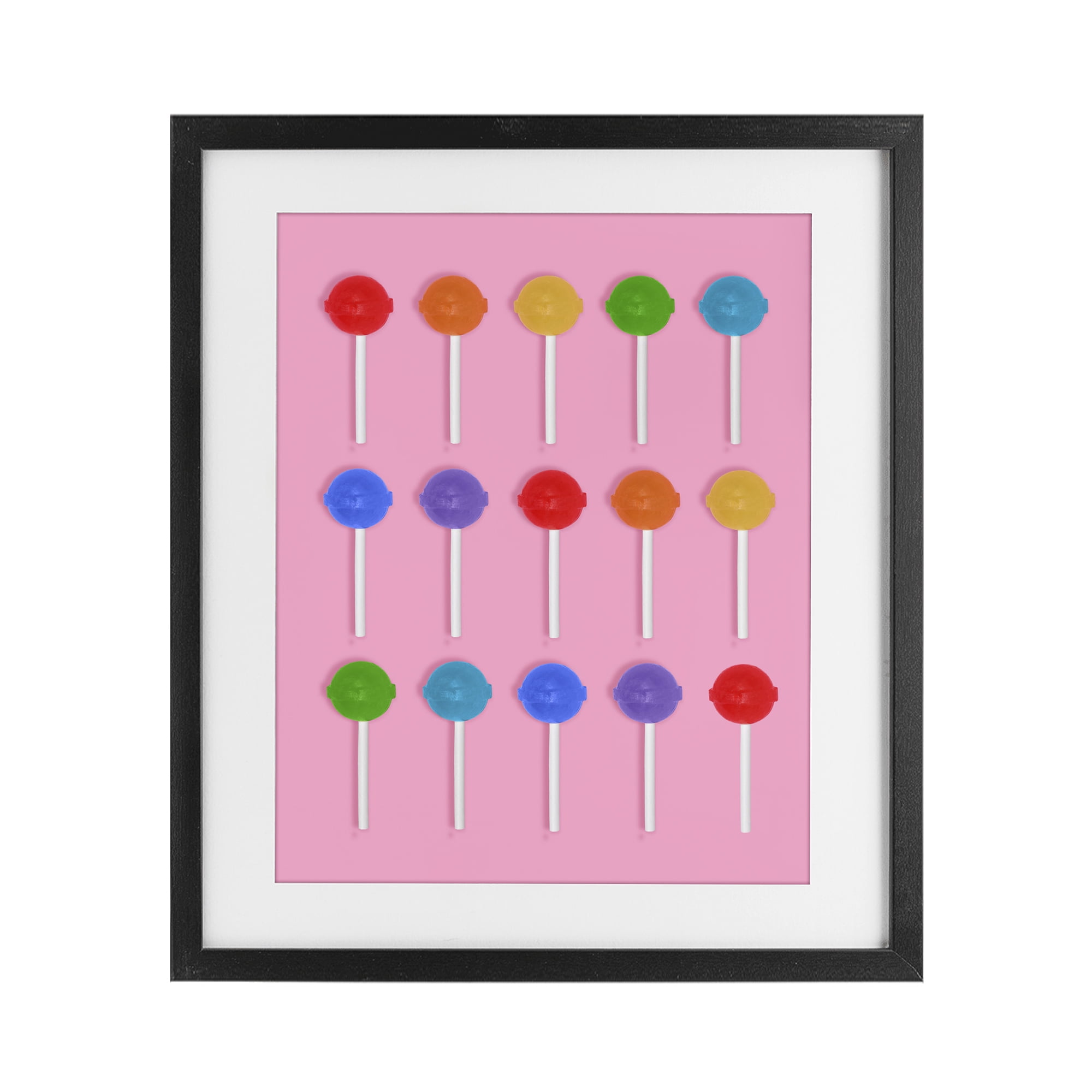 Stupell Industries Rainbow Lollipop Grid Black Framed Print Under Glass, design by LISH Creative