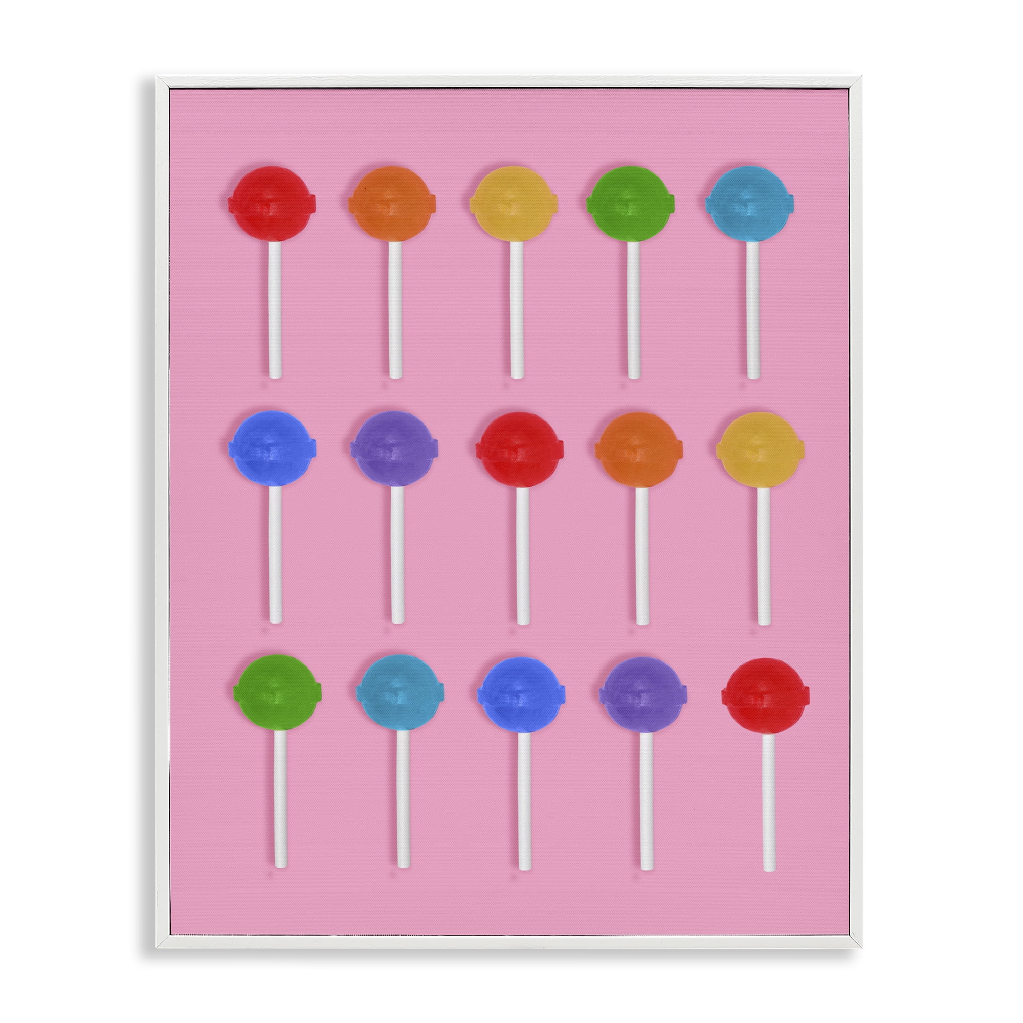 Stupell Industries Rainbow Lollipop Grid White Framed Giclee Art, design by LISH Creative