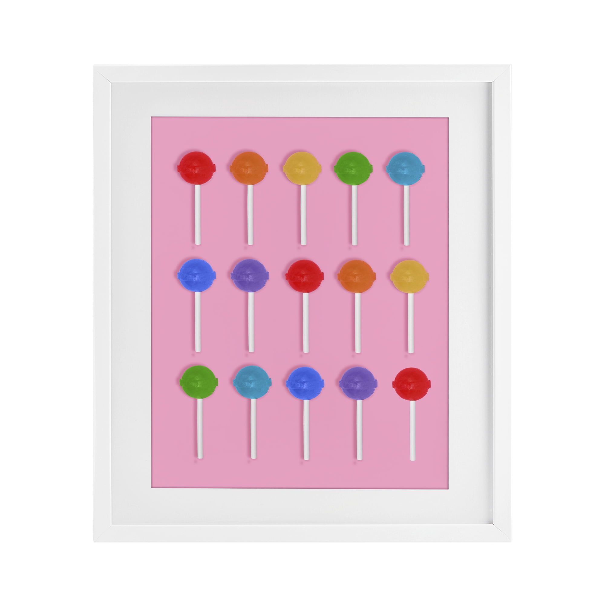 Stupell Industries Rainbow Lollipop Grid White Framed Print Under Glass, design by LISH Creative