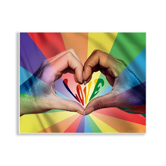 Stupell Industries Rainbow Love Hands Symbol People Painting Unframed Art Print Wall Art, 14 x 11