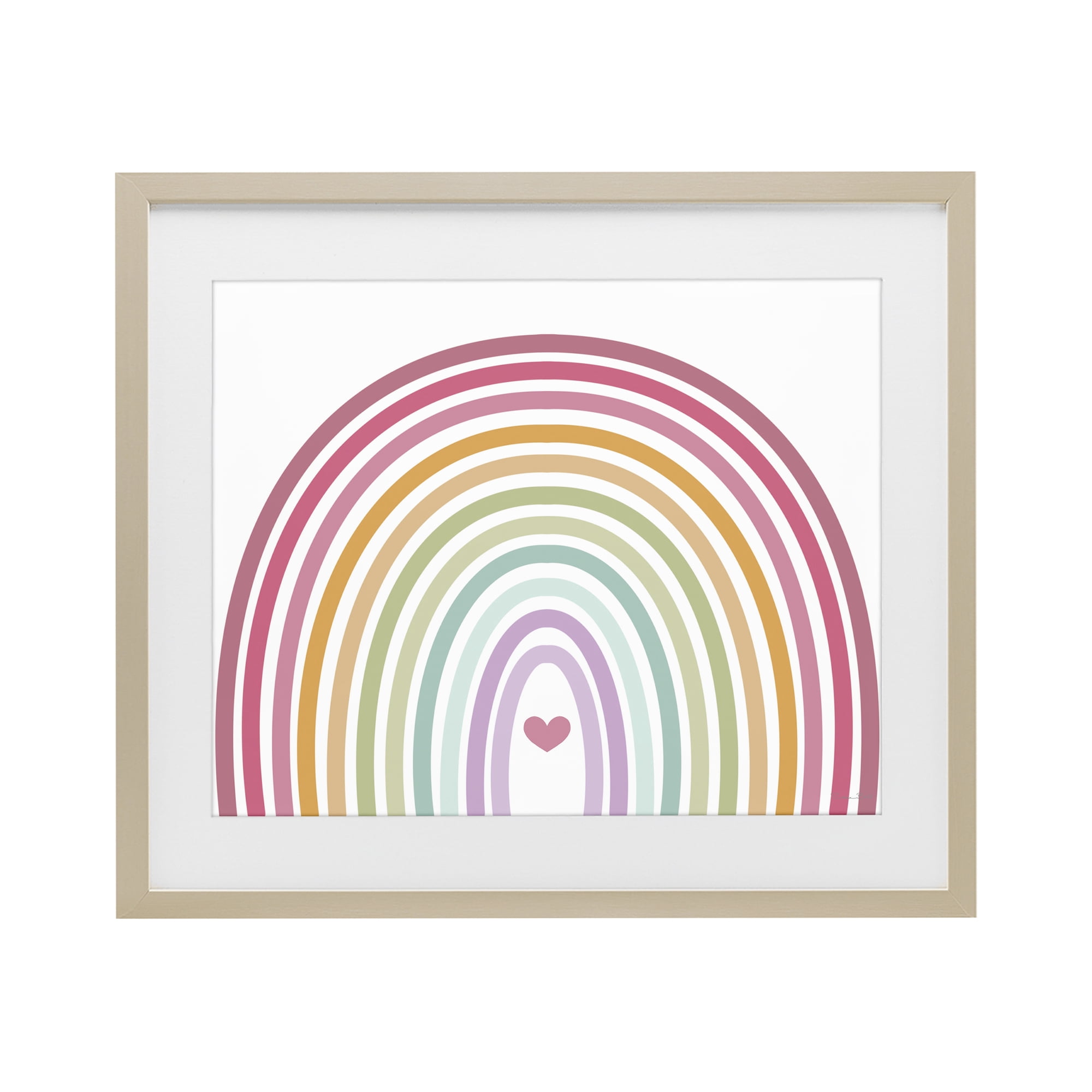 Stupell Industries Rainbow Love & Heart Birch Framed Print Under Glass, design by Susan Ball