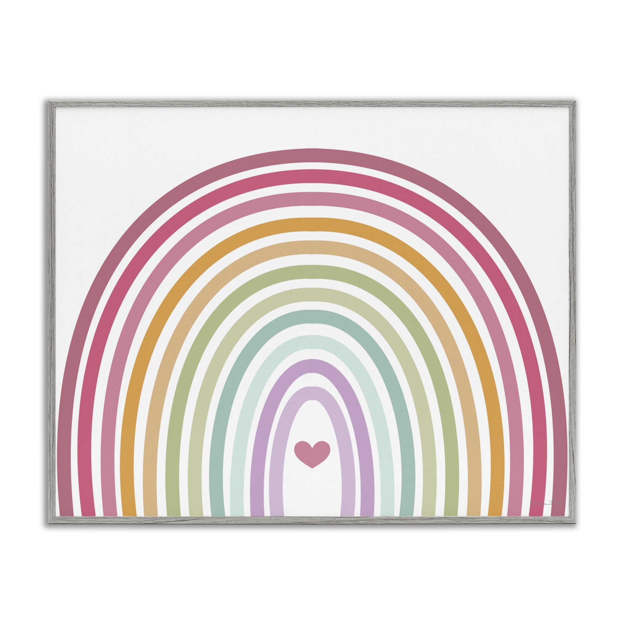 Stupell Industries Rainbow Love & Heart Gray Framed Giclee Art, design by Susan Ball