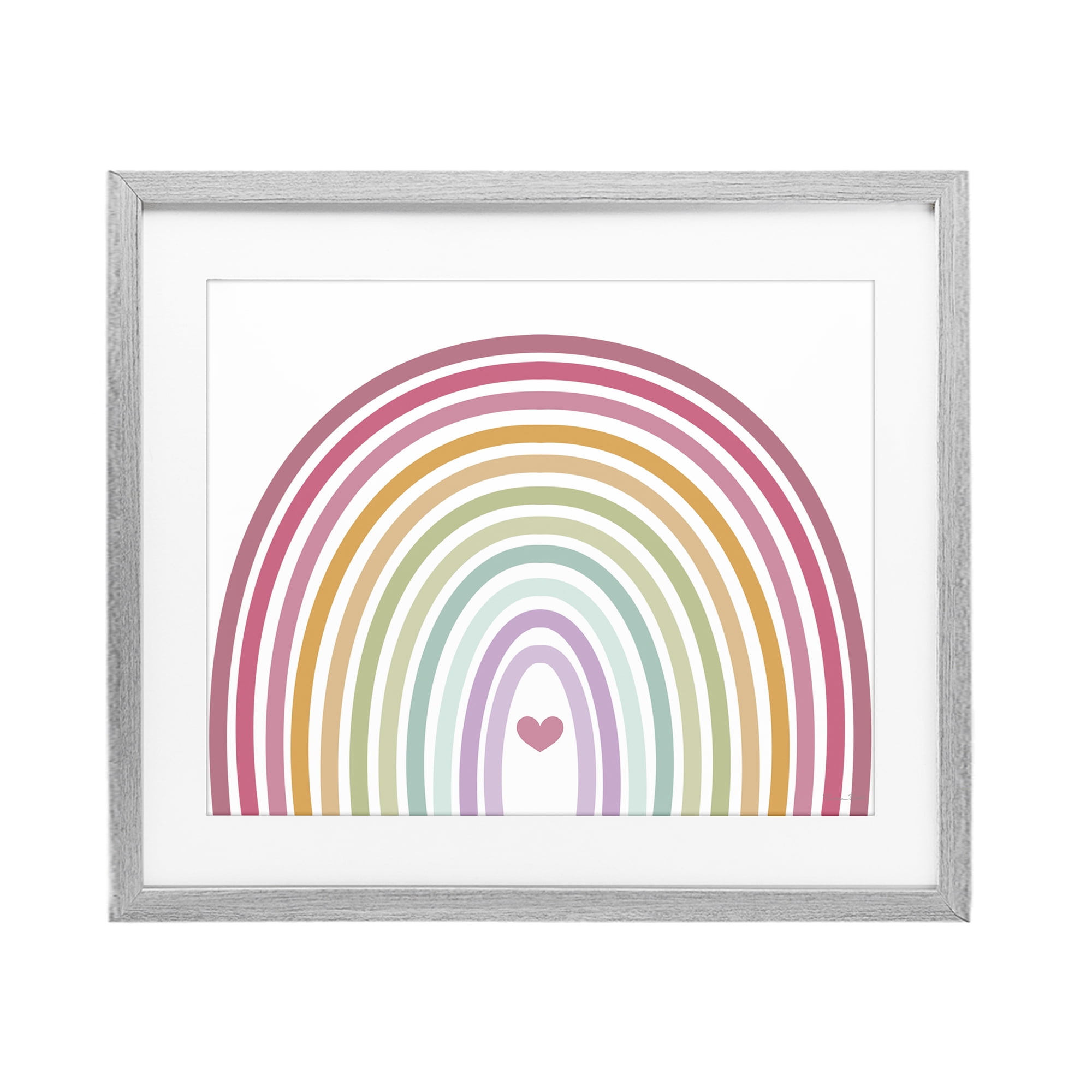 Stupell Industries Rainbow Love & Heart Gray Framed Print Under Glass, design by Susan Ball