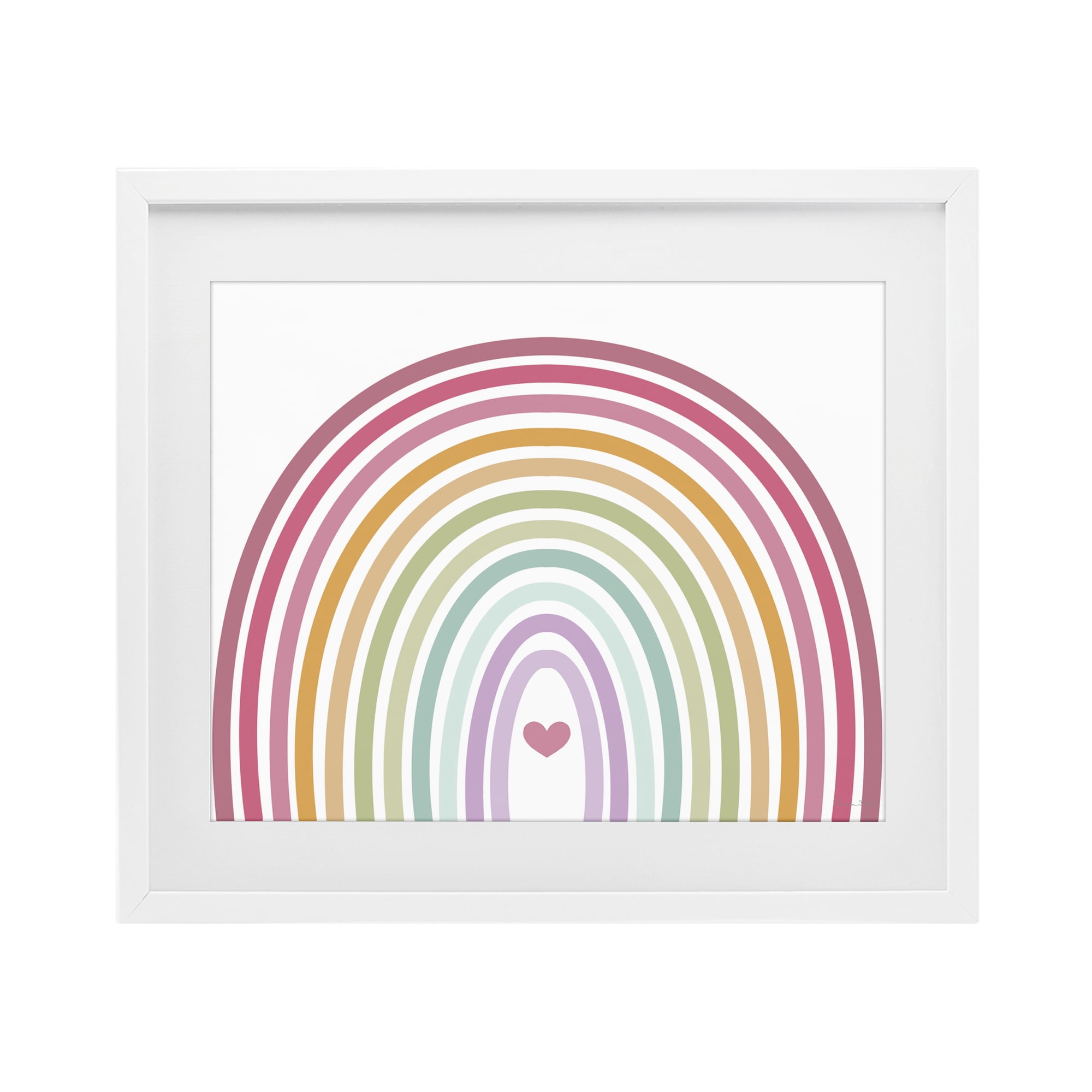 Stupell Industries Rainbow Love & Heart White Framed Print Under Glass, design by Susan Ball