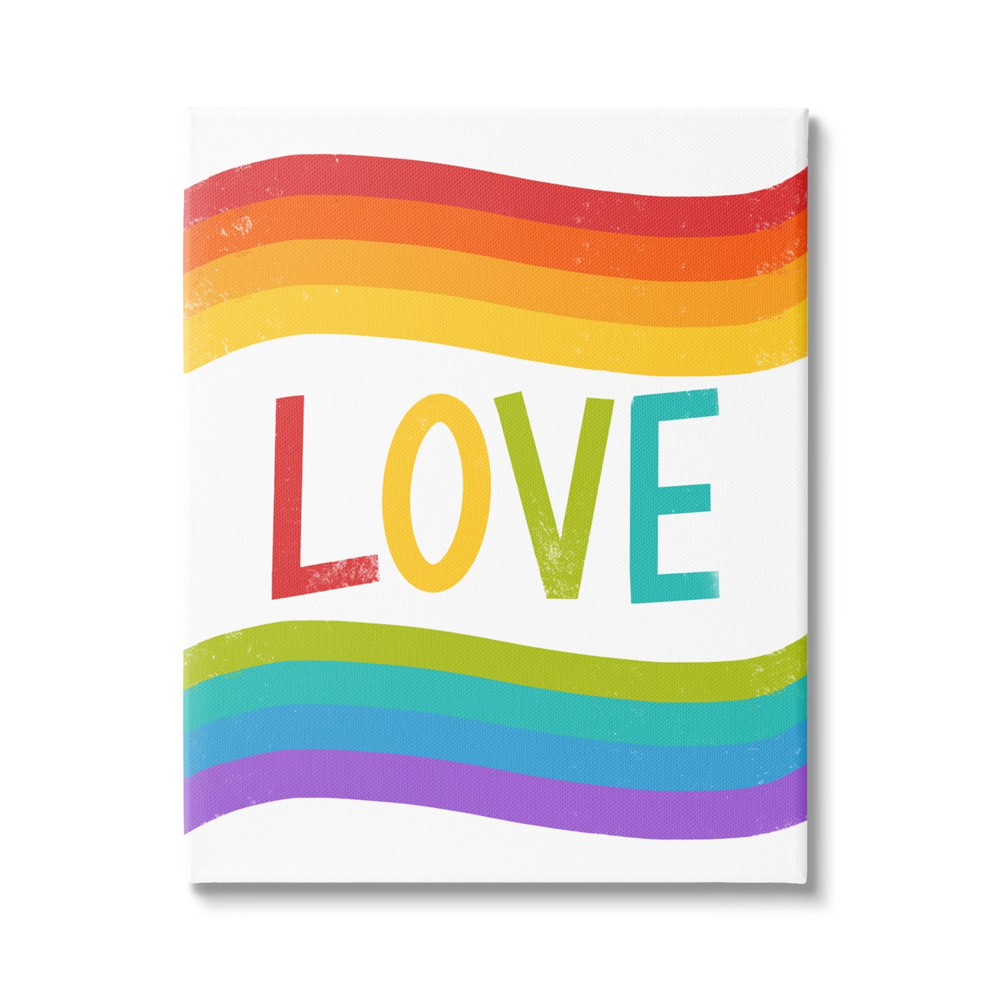Stupell Industries Rainbow Love Pride Stripes Holiday Painting Gallery Wrapped Canvas Print Wall Art
