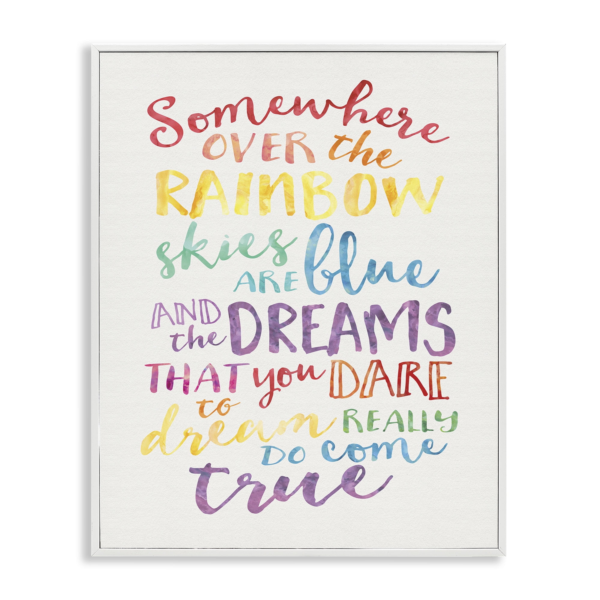 Stupell Industries Rainbow Lyrics Watercolor Art for Kids Painting White Framed Art Print Wall Art, 16 x 20