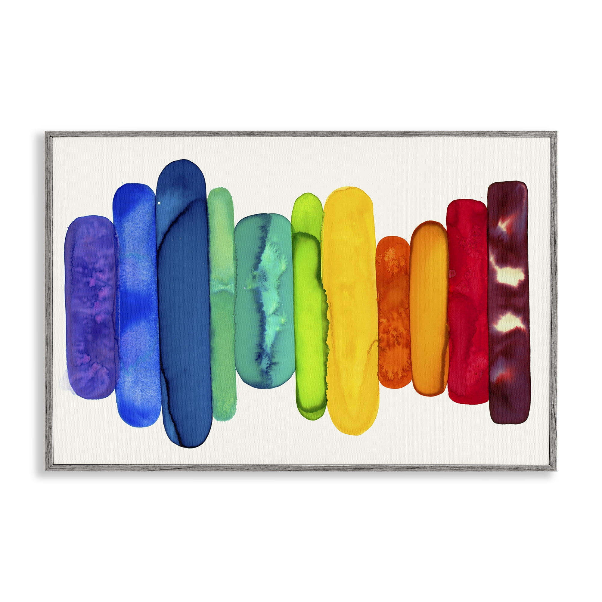 Stupell Industries Rainbow Ombre Shapes Abstract Painting Gray Framed Art Print Wall Art, 18 x 12