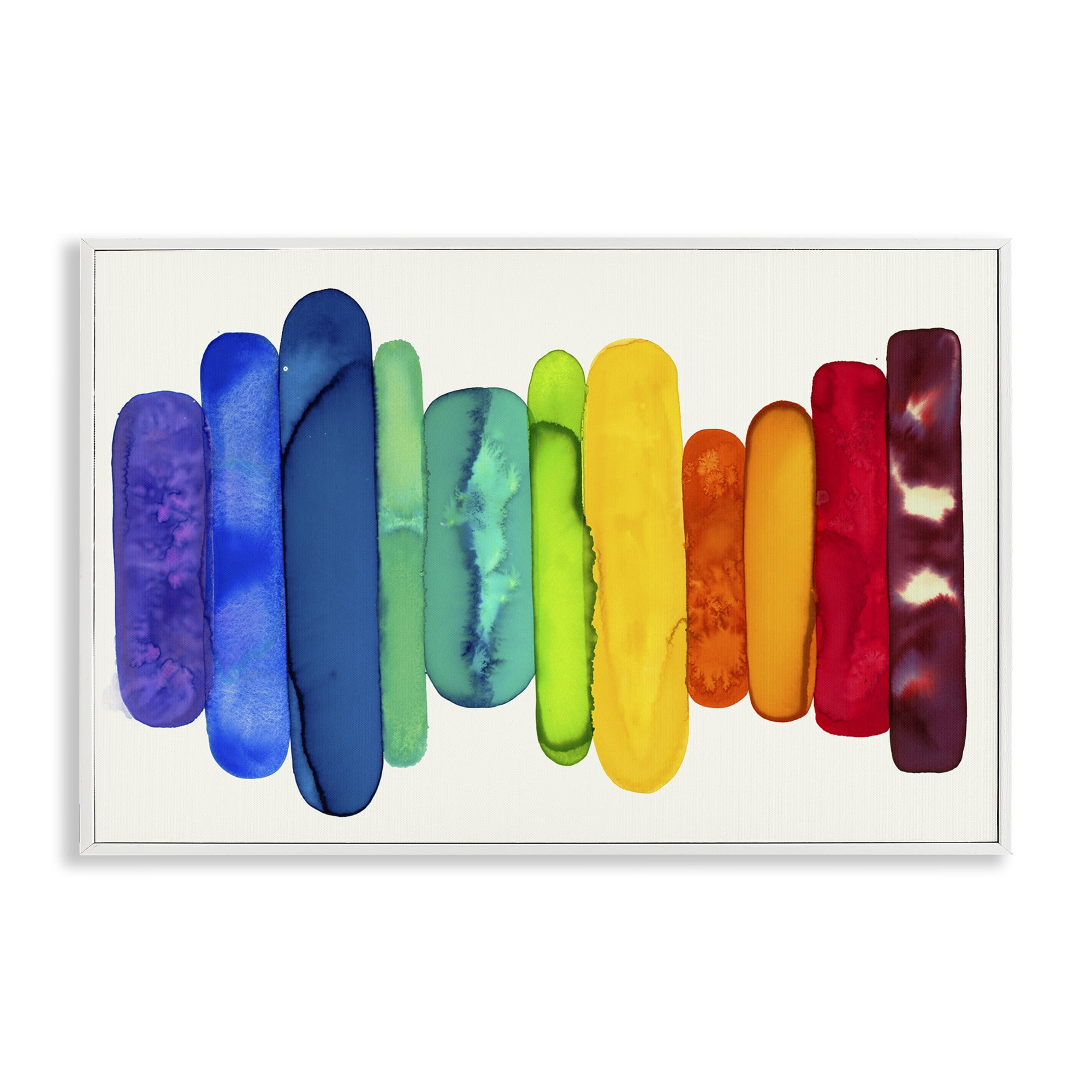 Stupell Industries Rainbow Ombre Shapes Abstract Painting White Framed Art Print Wall Art, 18 x 12