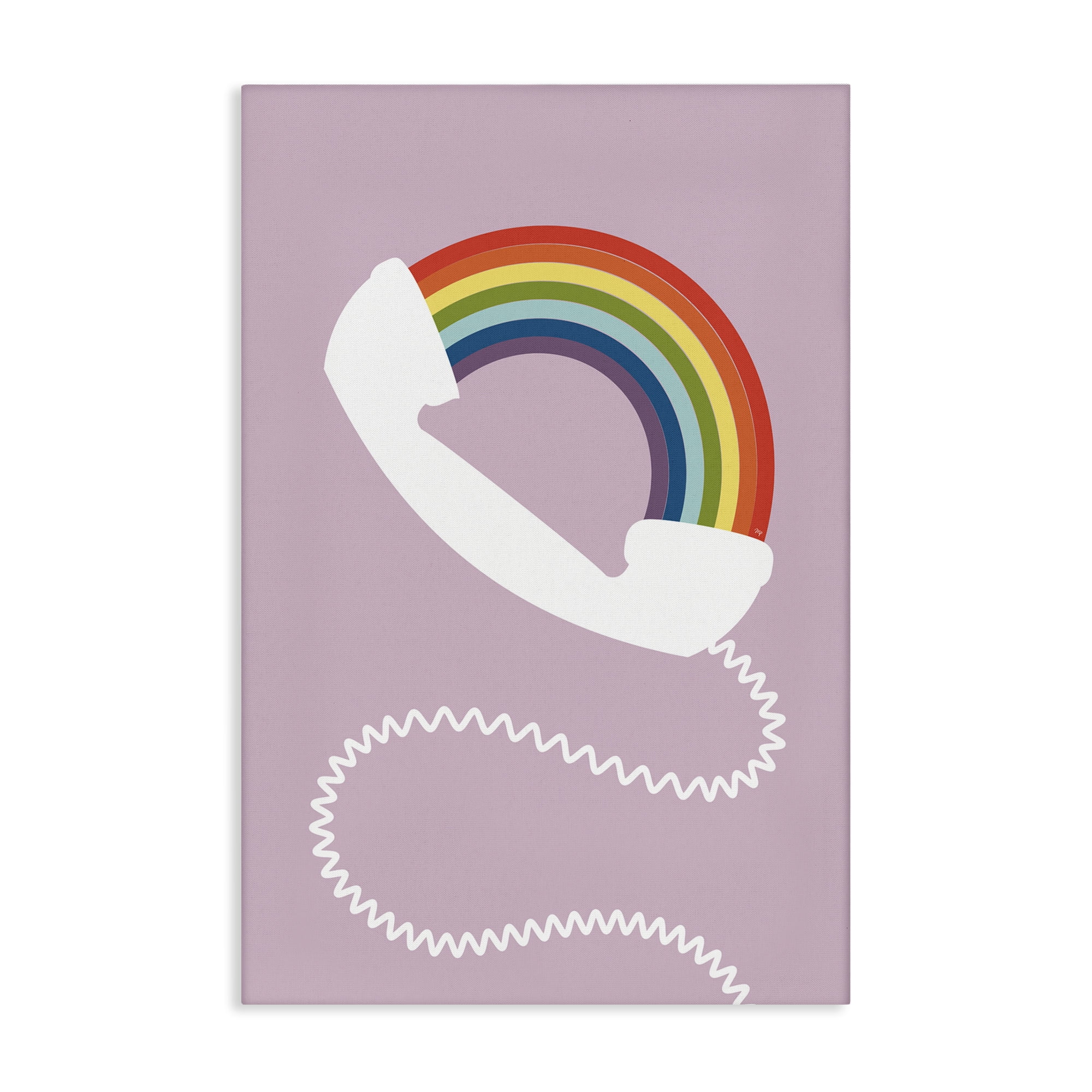 Stupell Industries Rainbow Phone on Pink Novelty Painting Gallery Wrapped Canvas Art Print Wall Art, 30 x 45