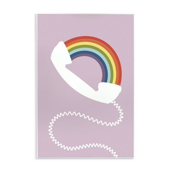 Stupell Industries Rainbow Phone on Pink Novelty Painting Unframed Art Print Wall Art, 10 x 15