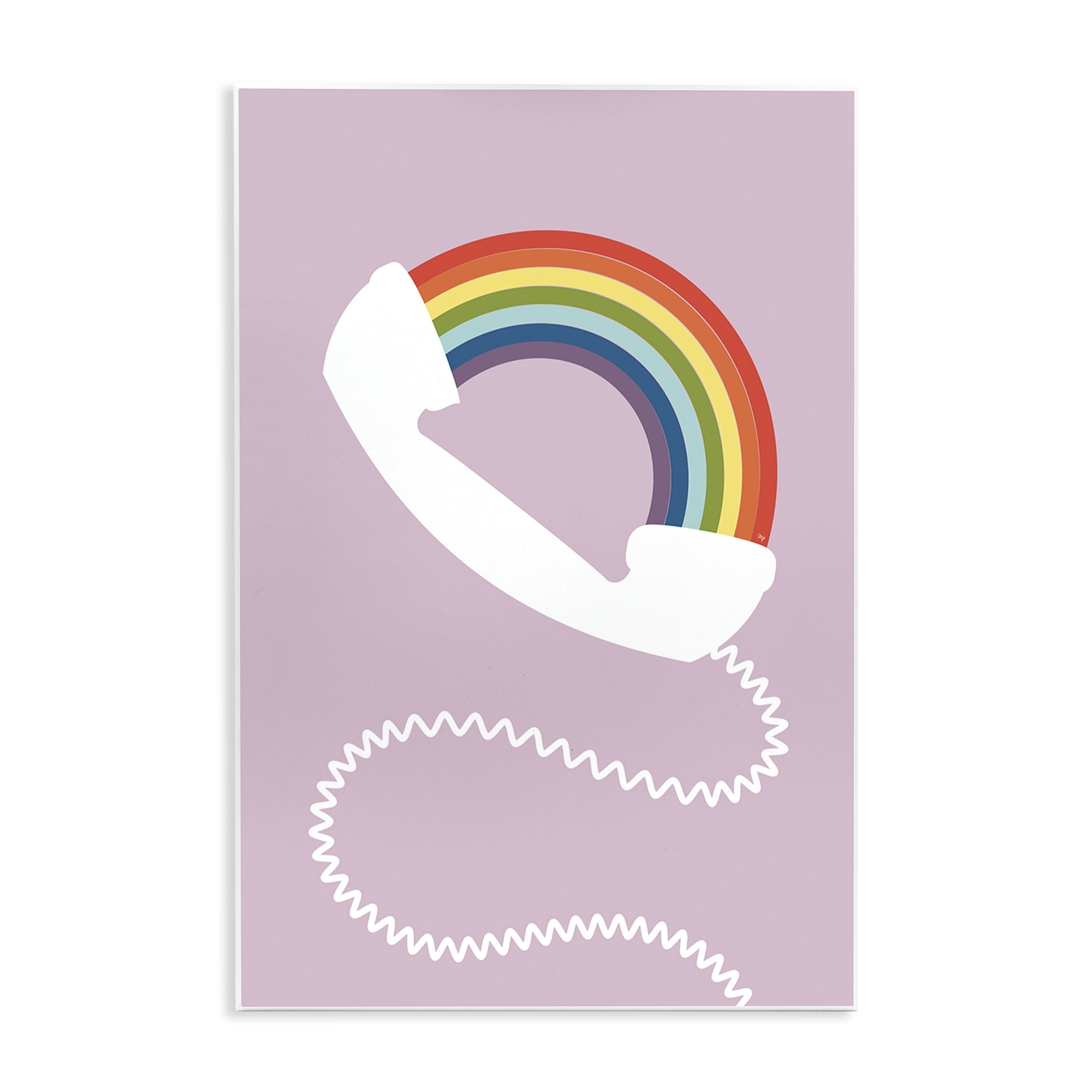 Stupell Industries Rainbow Phone on Pink Novelty Painting Unframed Art Print Wall Art, 13 x 19