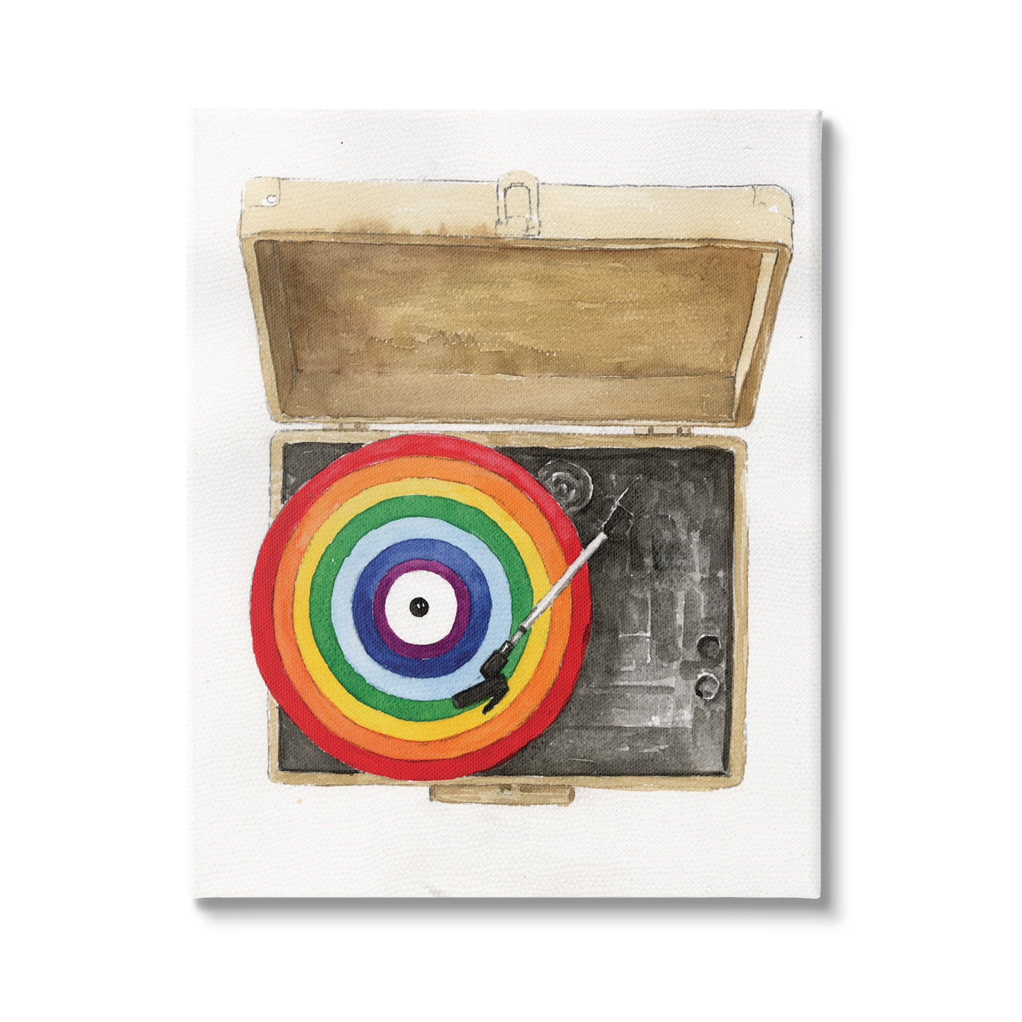 Stupell Industries Rainbow Record Player Performing Arts Painting Gallery Wrapped Canvas Art Print Wall Art, 30 x 40