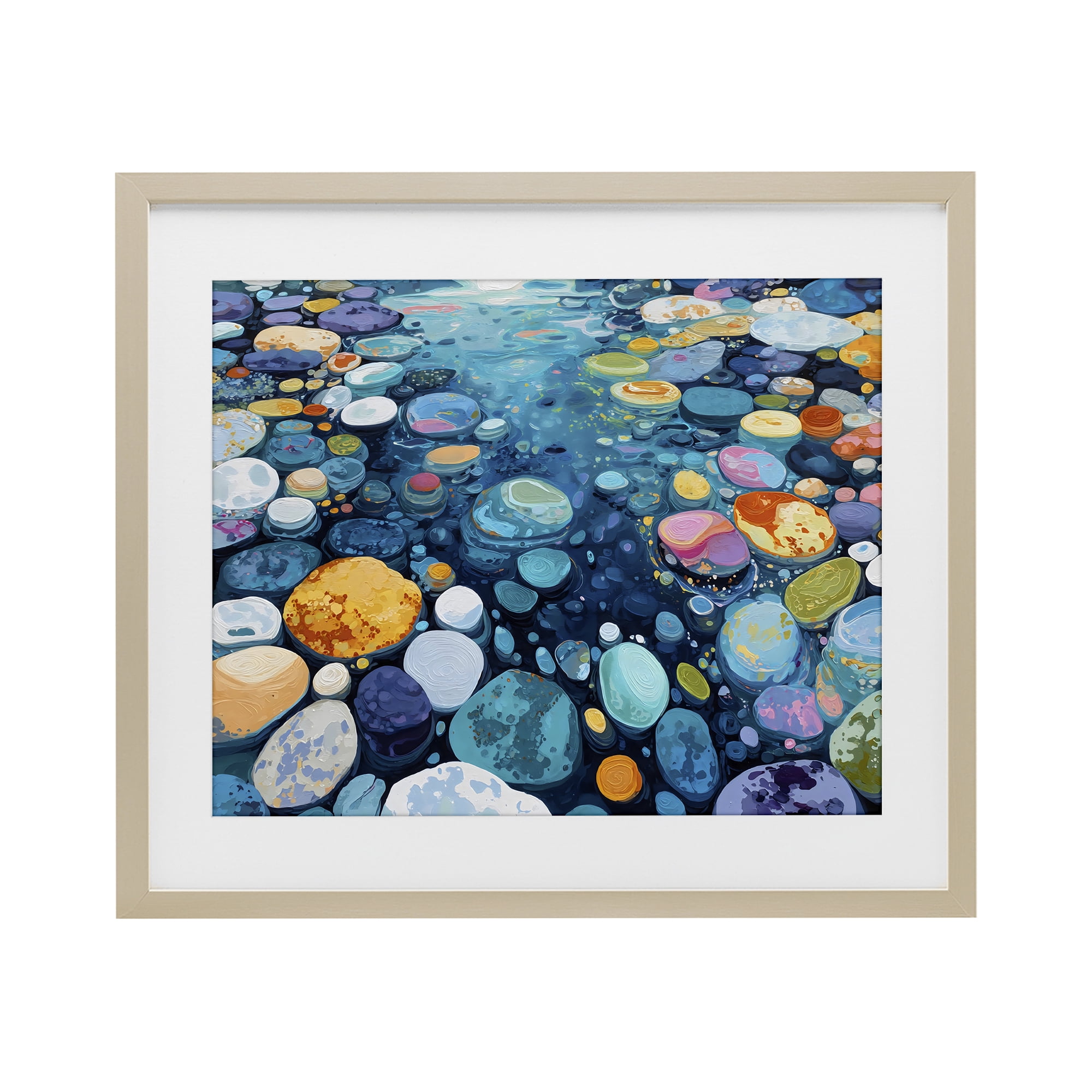 Stupell Industries Rainbow Rocks in River Birch Framed Print Under Glass, design by Franklyn Gregory