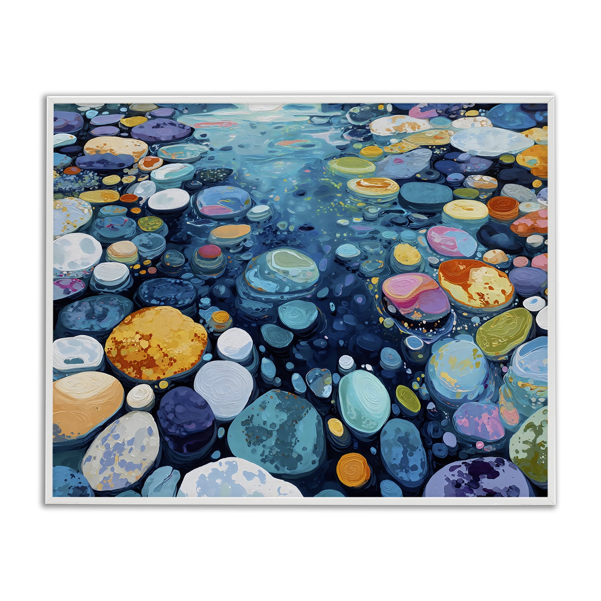 Stupell Industries Rainbow Rocks in River White Framed Giclee Art, design by Franklyn Gregory
