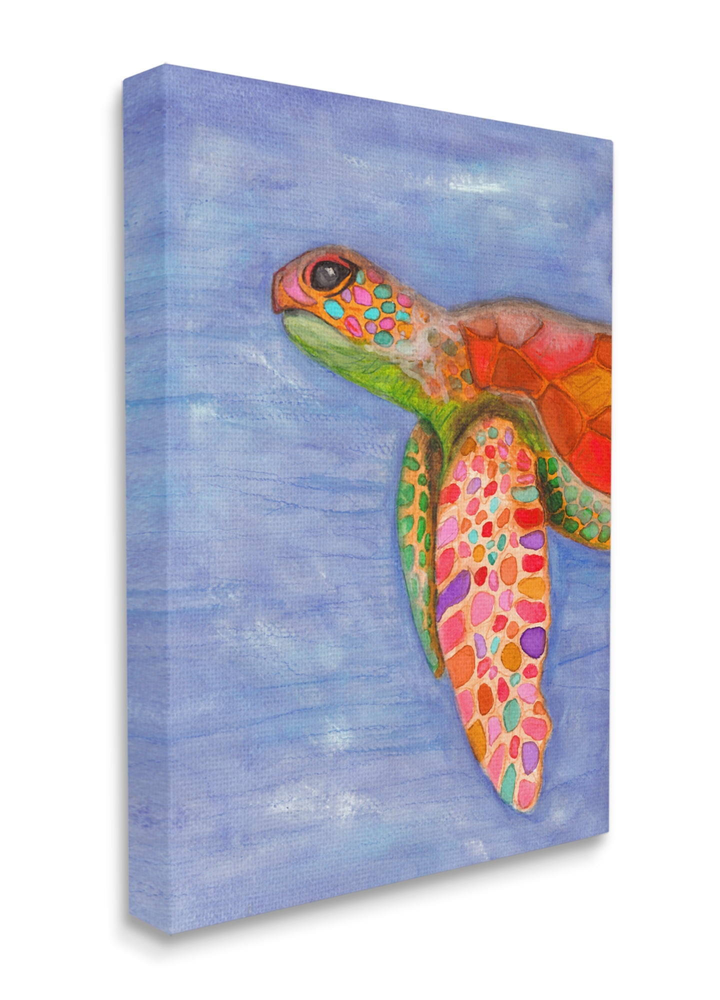 Stupell Industries Rainbow Sea Tortoise Soft Coastal Swimming Portrait Canvas Wall Art, 36 x 48, Design by Elvira Errico