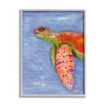 thumbnail image 1 of Stupell Industries Rainbow Sea Tortoise Soft Coastal Swimming Portrait Grey Framed, 11 x 14, Design by Elvira Errico, 1 of 5